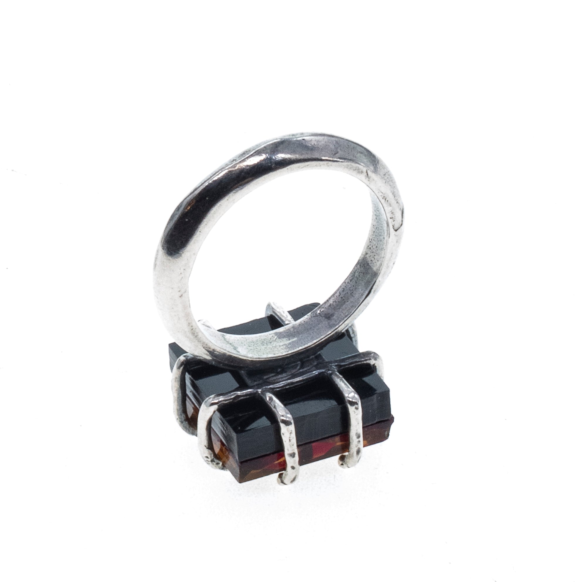 Amber Floral Pattern Ring – Sterling Silver – Gem Kingdom