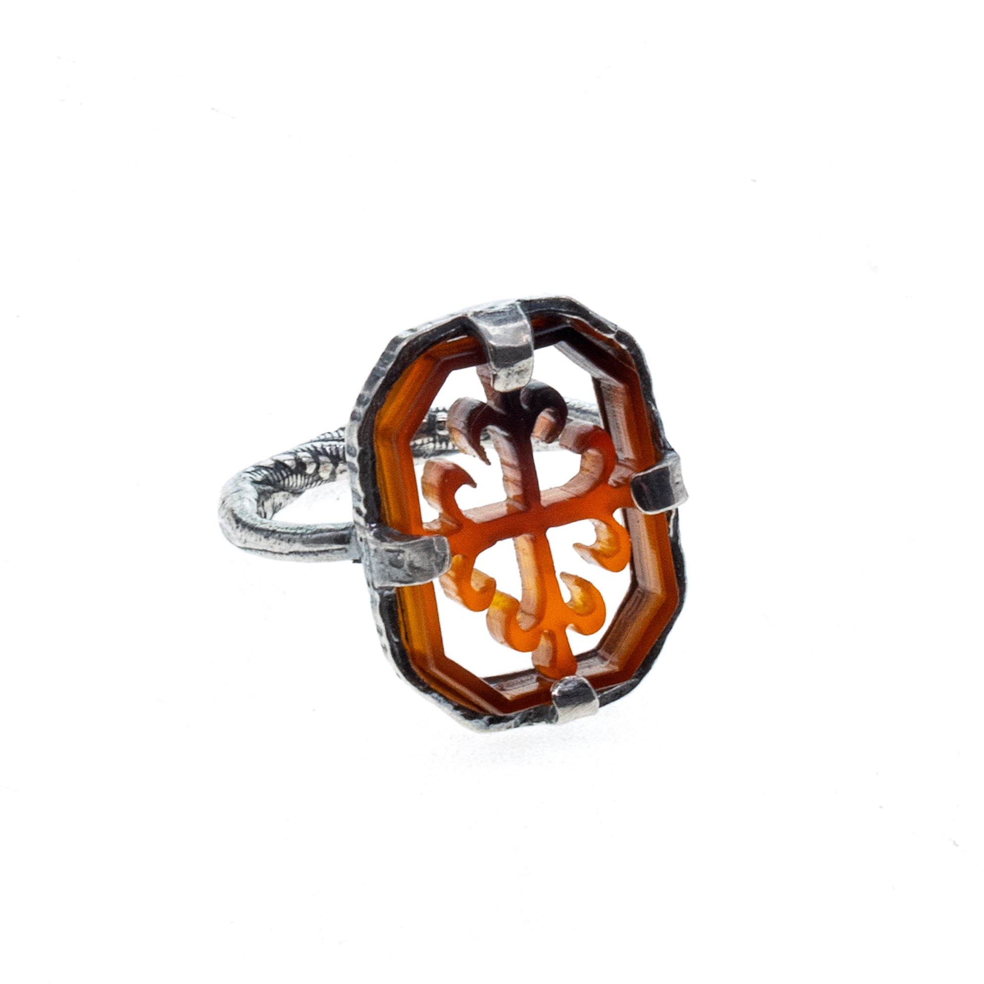 Amber Filigree Ring – Sterling Silver – Gem Kingdom
