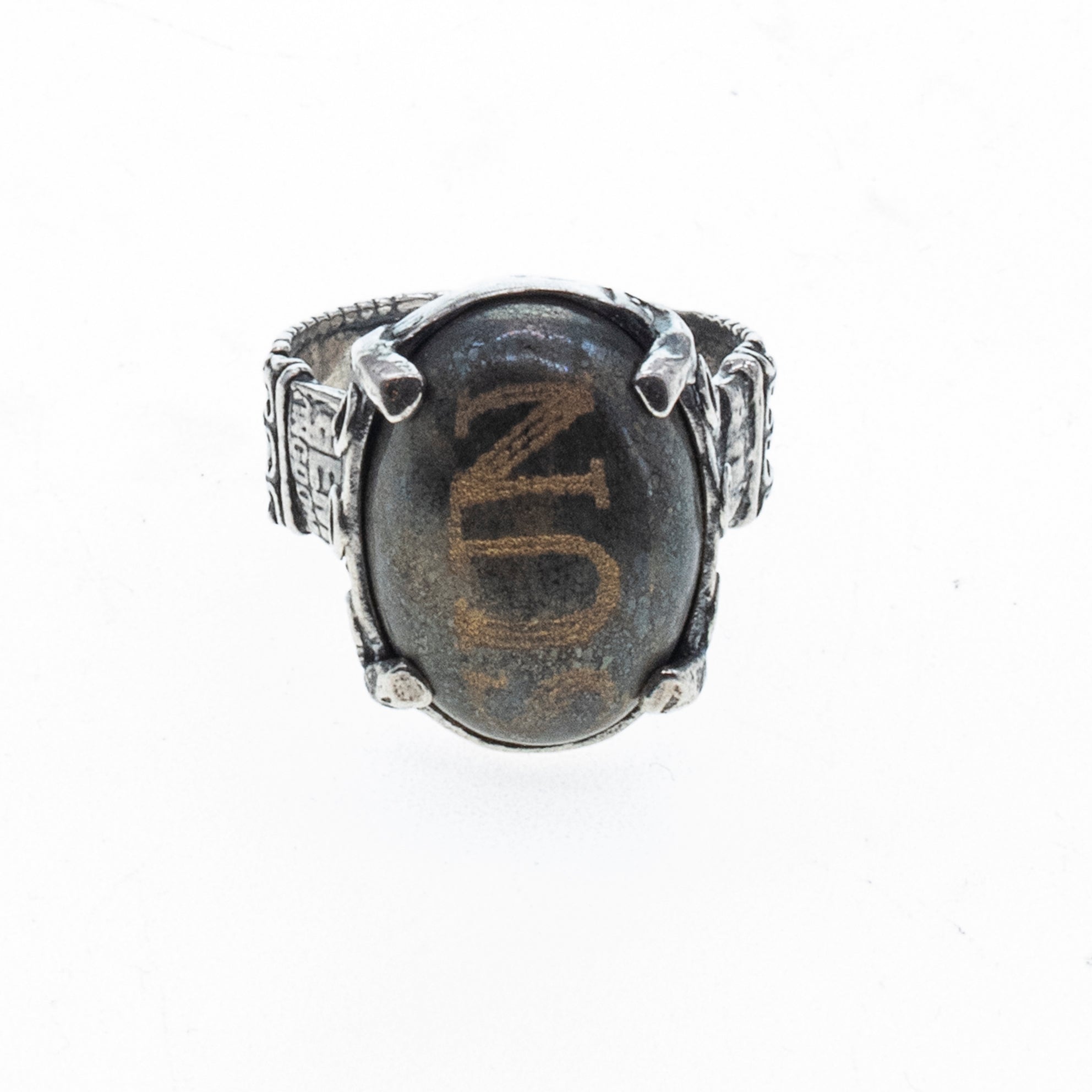 Engraved Pyrite Ring – Sterling Silver – Gem Kingdom