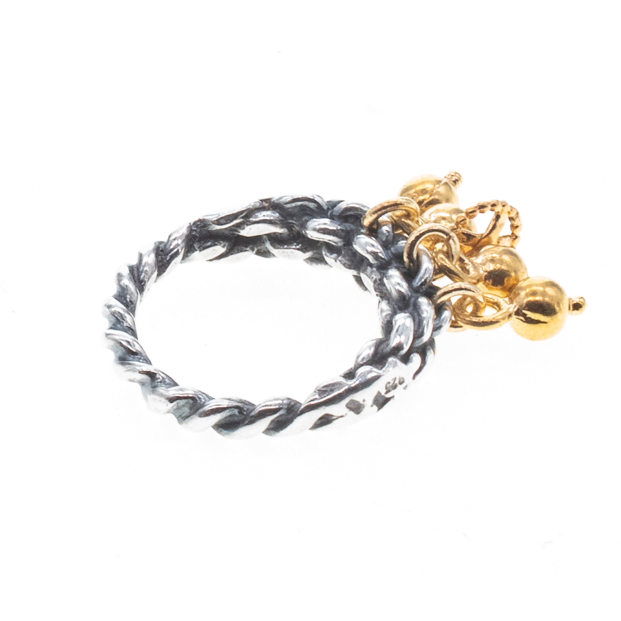 Golden Charm And Sterling Silver Band Ring – Sterling Silver & Gold Plated – Gem Kingdom