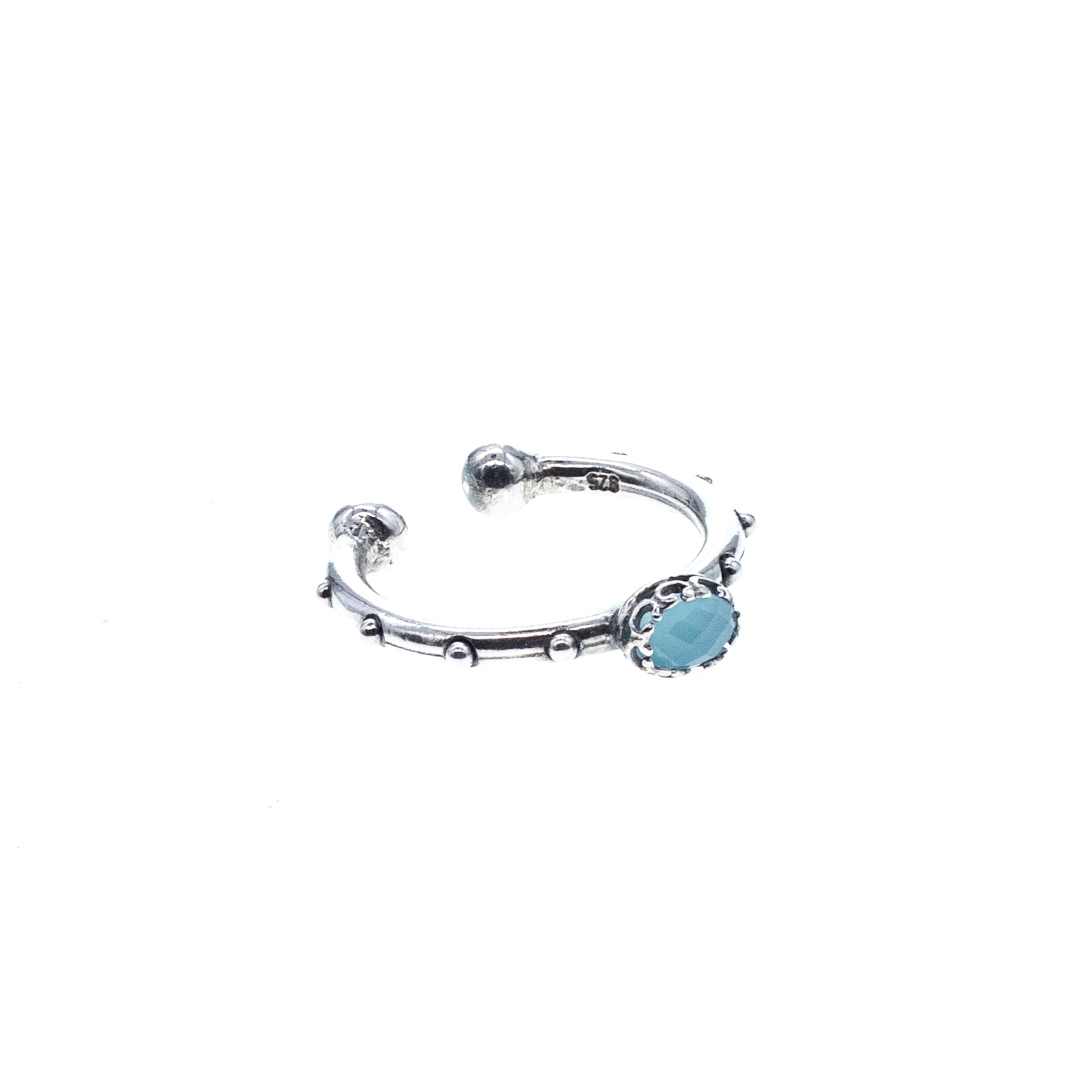 Aqua Onyx Studded Band Ring – Sterling Silver – Gem Kingdom