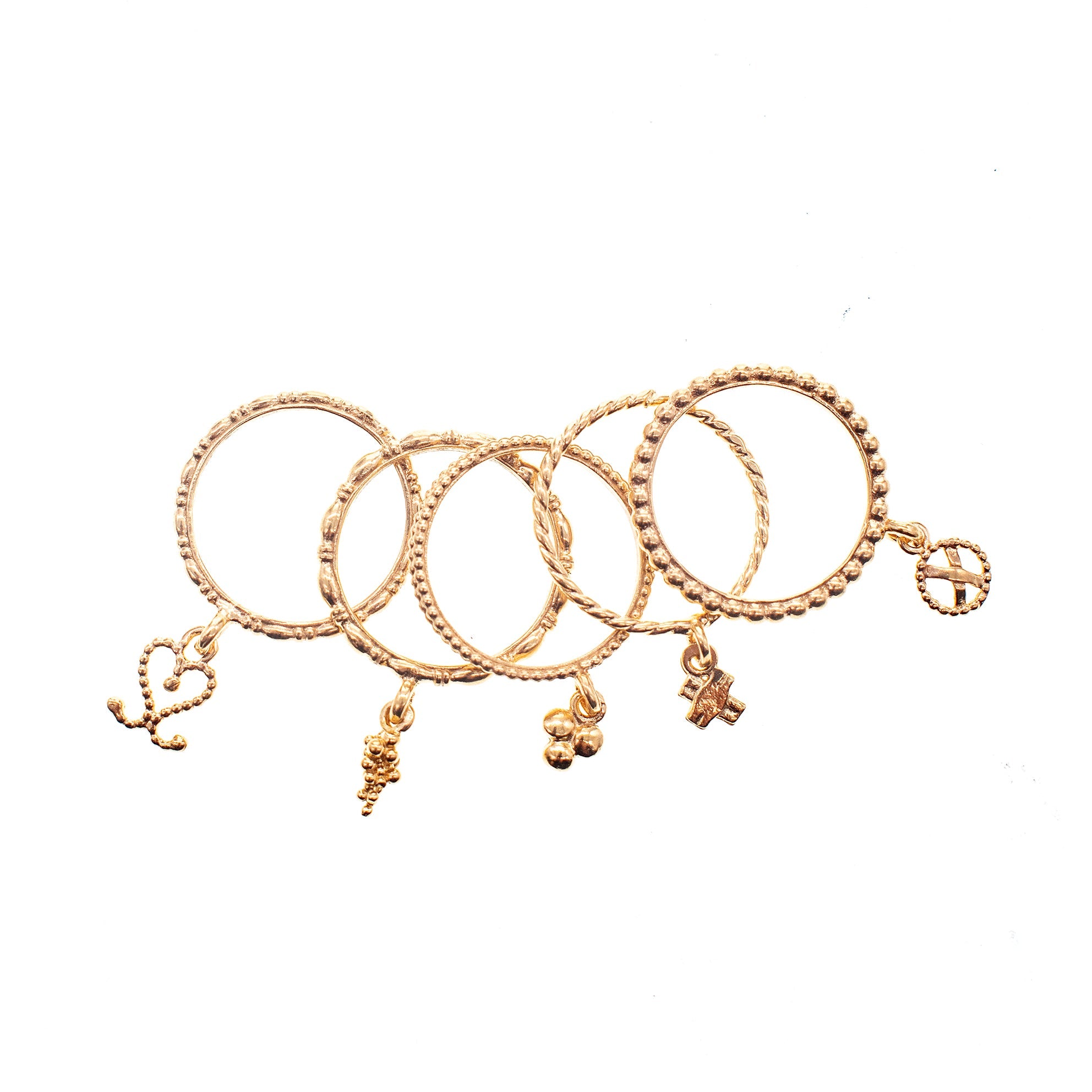 Gold Plated Charm Stacking Ring Set – Gold Plated – Gem Kingdom