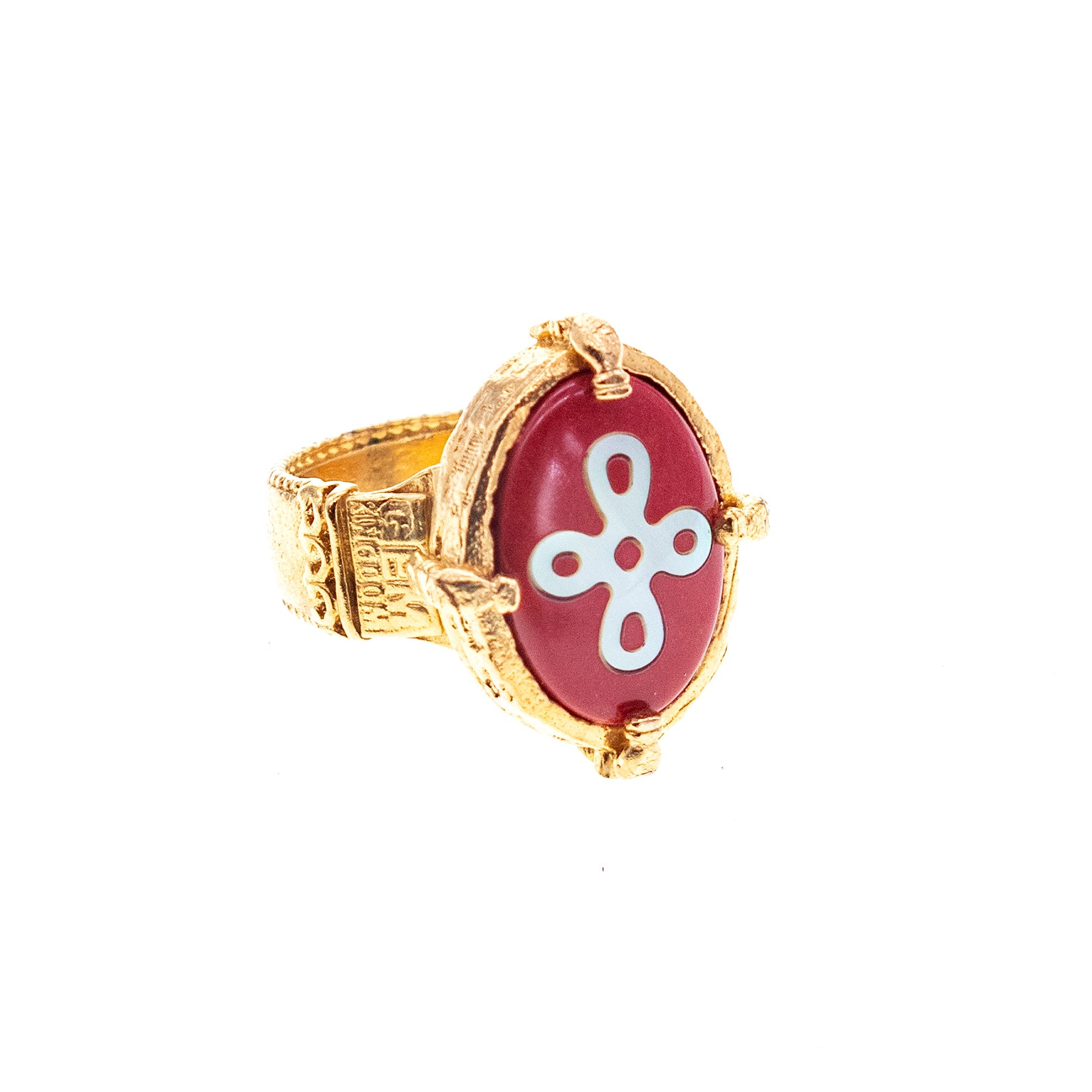 Coral Red Eternal Bloom Ring – Gold Plated – Gem Kingdom