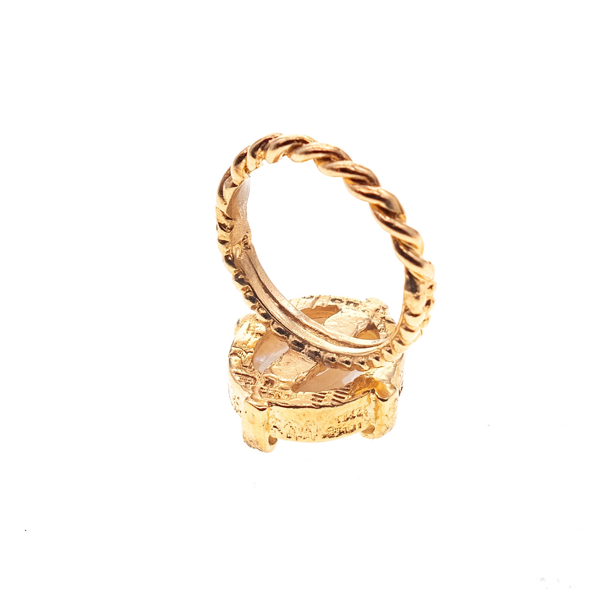 White Mother Of Pearl Maltese Cross Ring – Gold Plated – Gem Kingdom