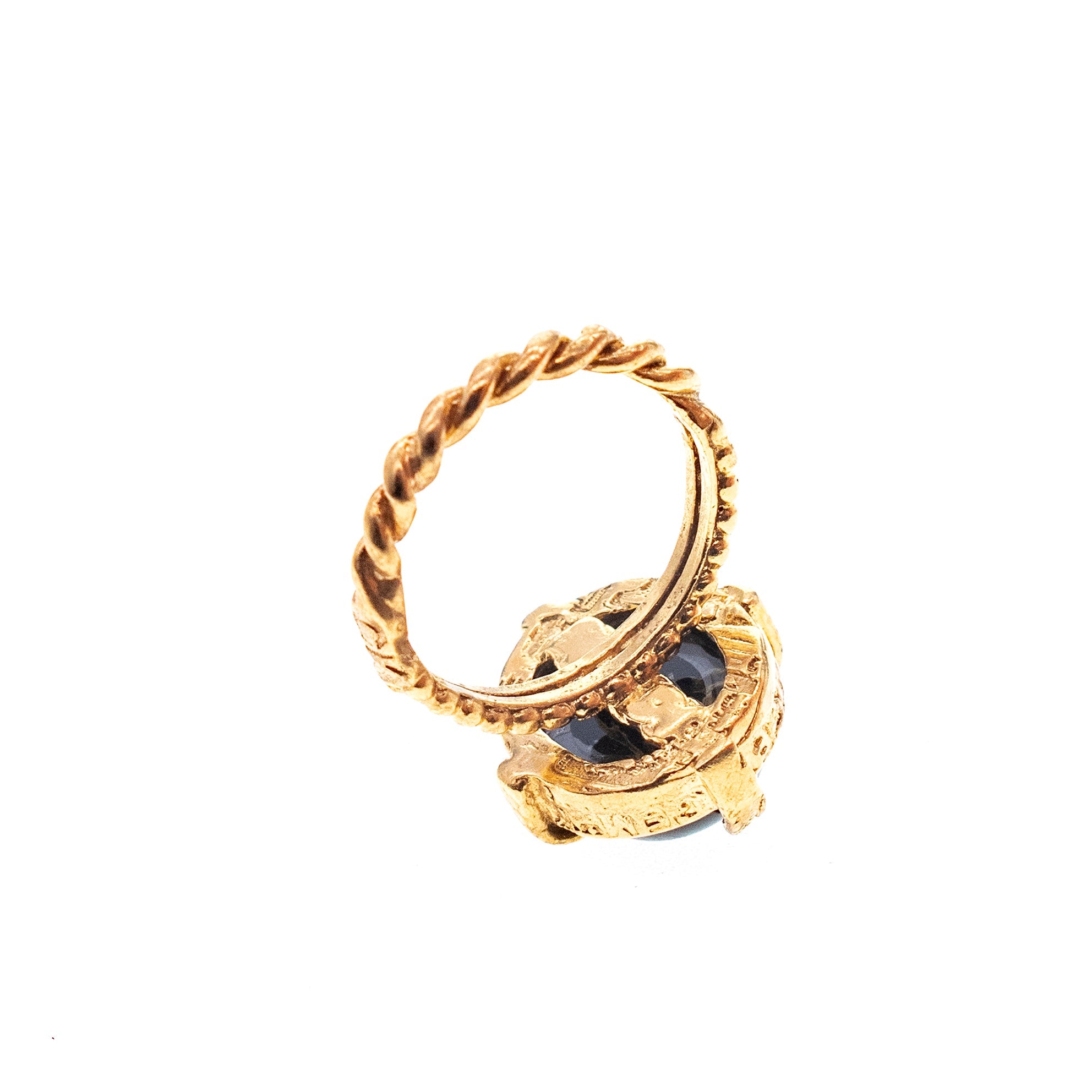 Black Onyx Maltese Cross Ring – Gold Plated – Gem Kingdom