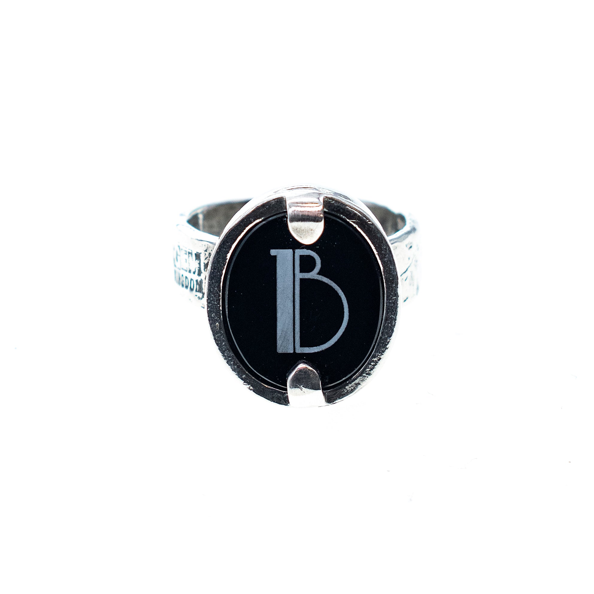 Sterling Silver And Black Onyx Monogram Ring – Sterling Silver – Gem Kingdom
