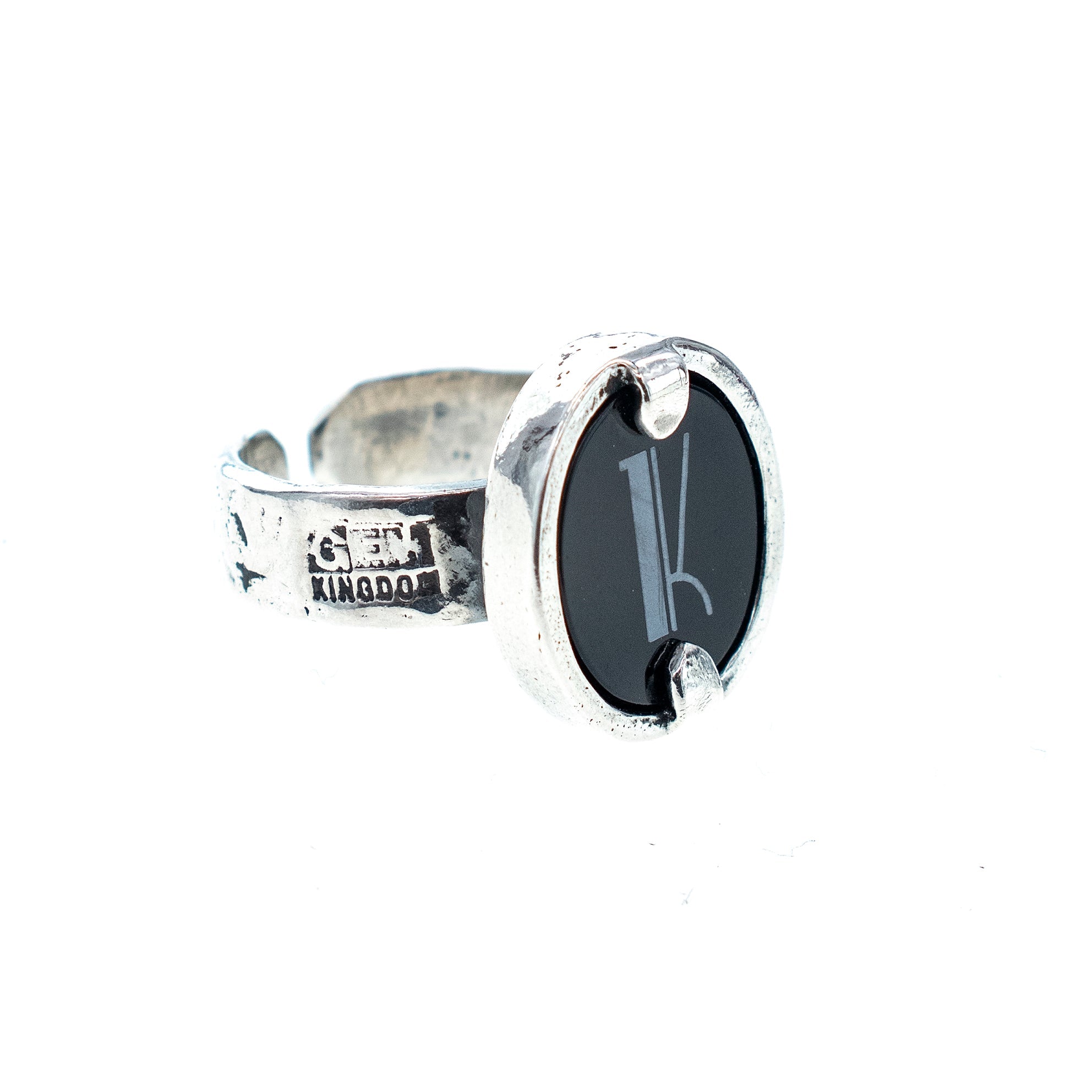 Sterling Silver And Black Onyx Monogram Ring – Sterling Silver – Gem Kingdom