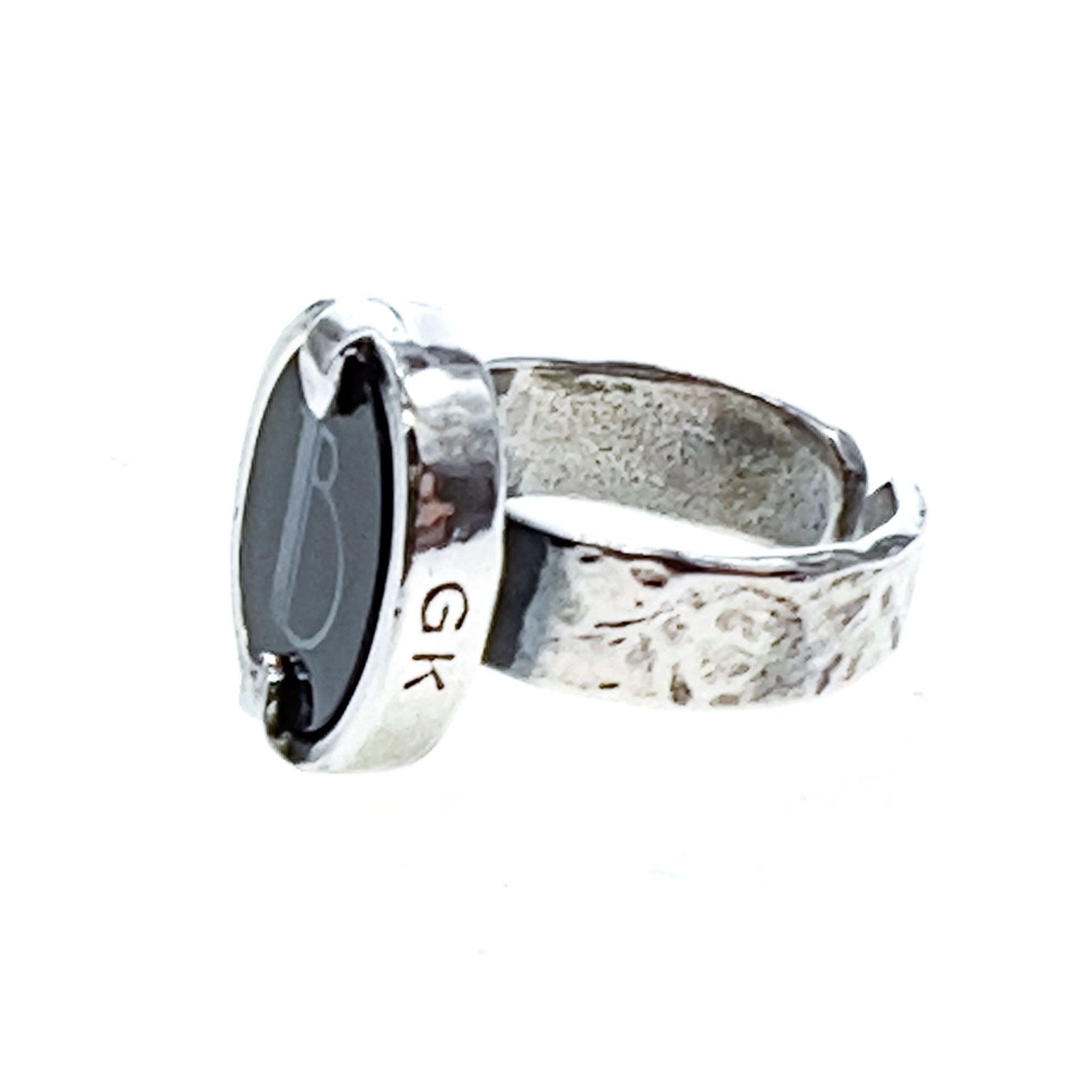 Sterling Silver And Black Onyx Monogram Ring – Sterling Silver – Gem Kingdom