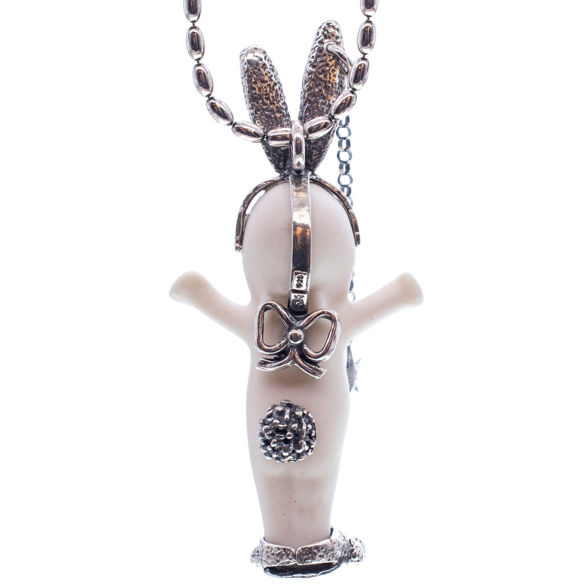 Rebel Rabbit White And Silver Necklace – Sterling Silver – Gem Kingdom