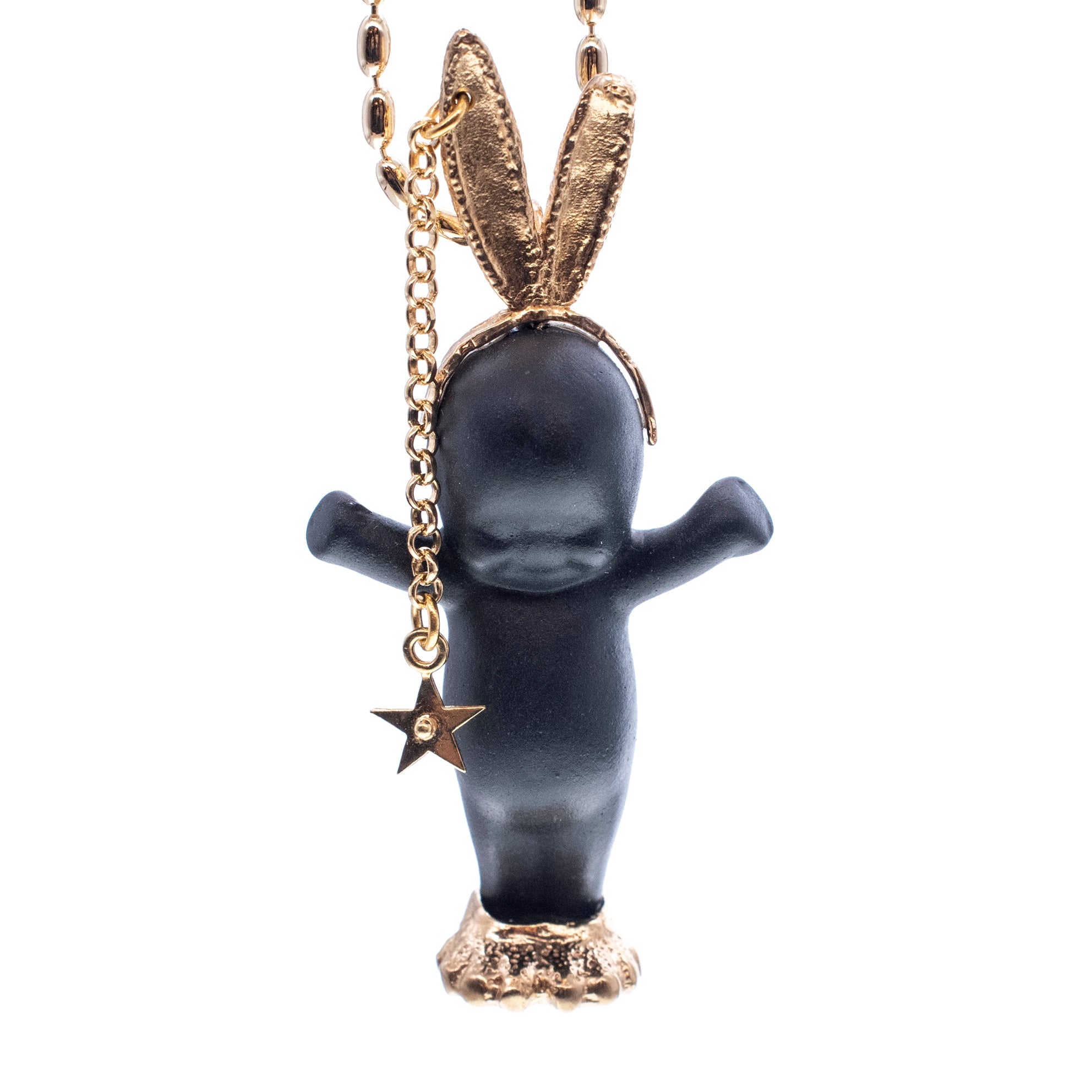 Rebel Rabbit Black And Gold Necklace – Gold Plated – Gem Kingdom