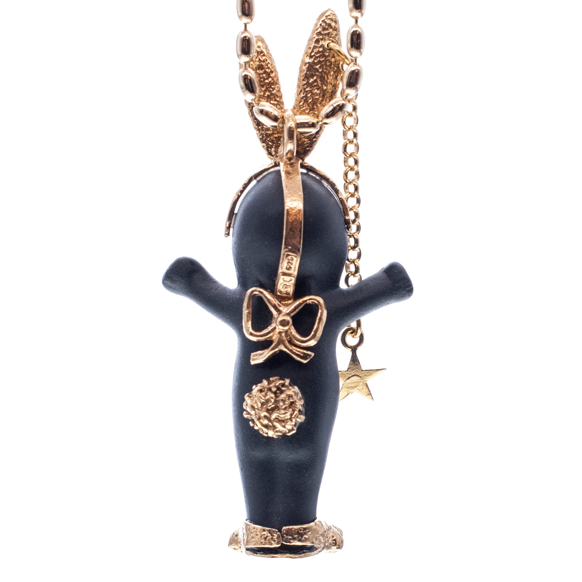 Rebel Rabbit Black And Gold Necklace – Gold Plated – Gem Kingdom