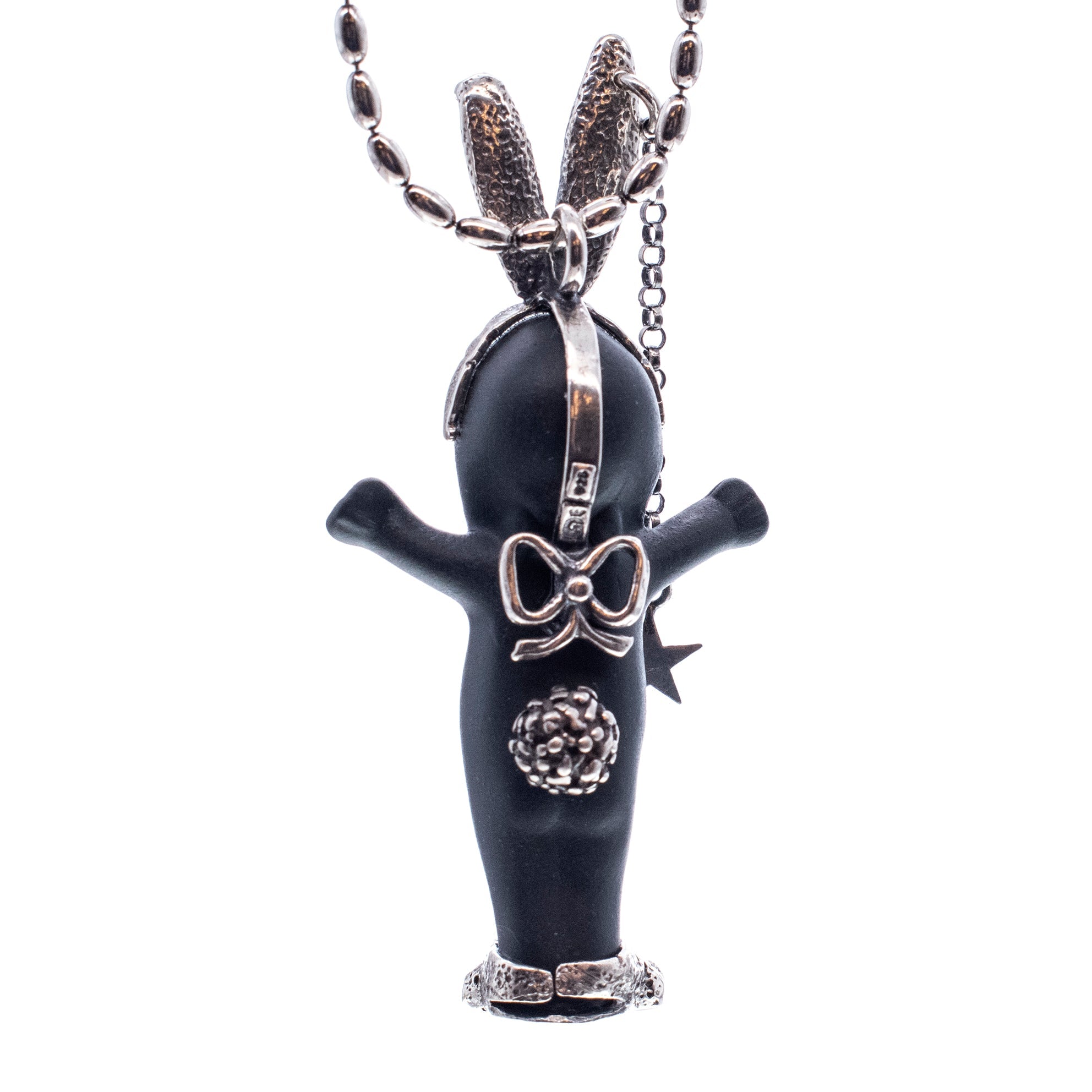 Rebel Rabbit Black And Silver Necklace – Sterling Silver – Gem Kingdom