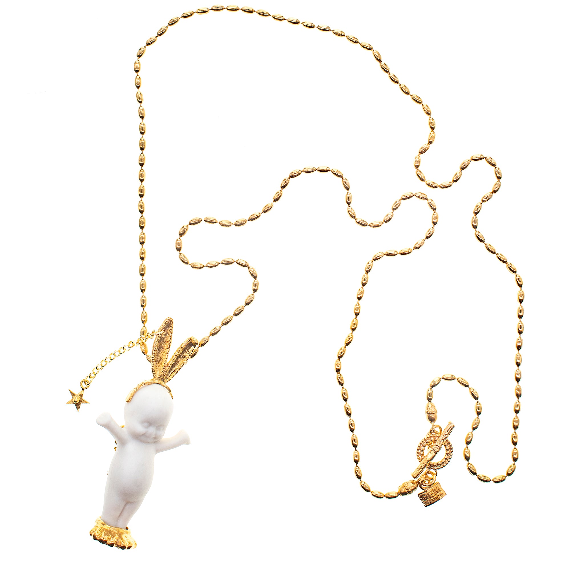 "Rebel Rabbit" Ketting Wit En Goud