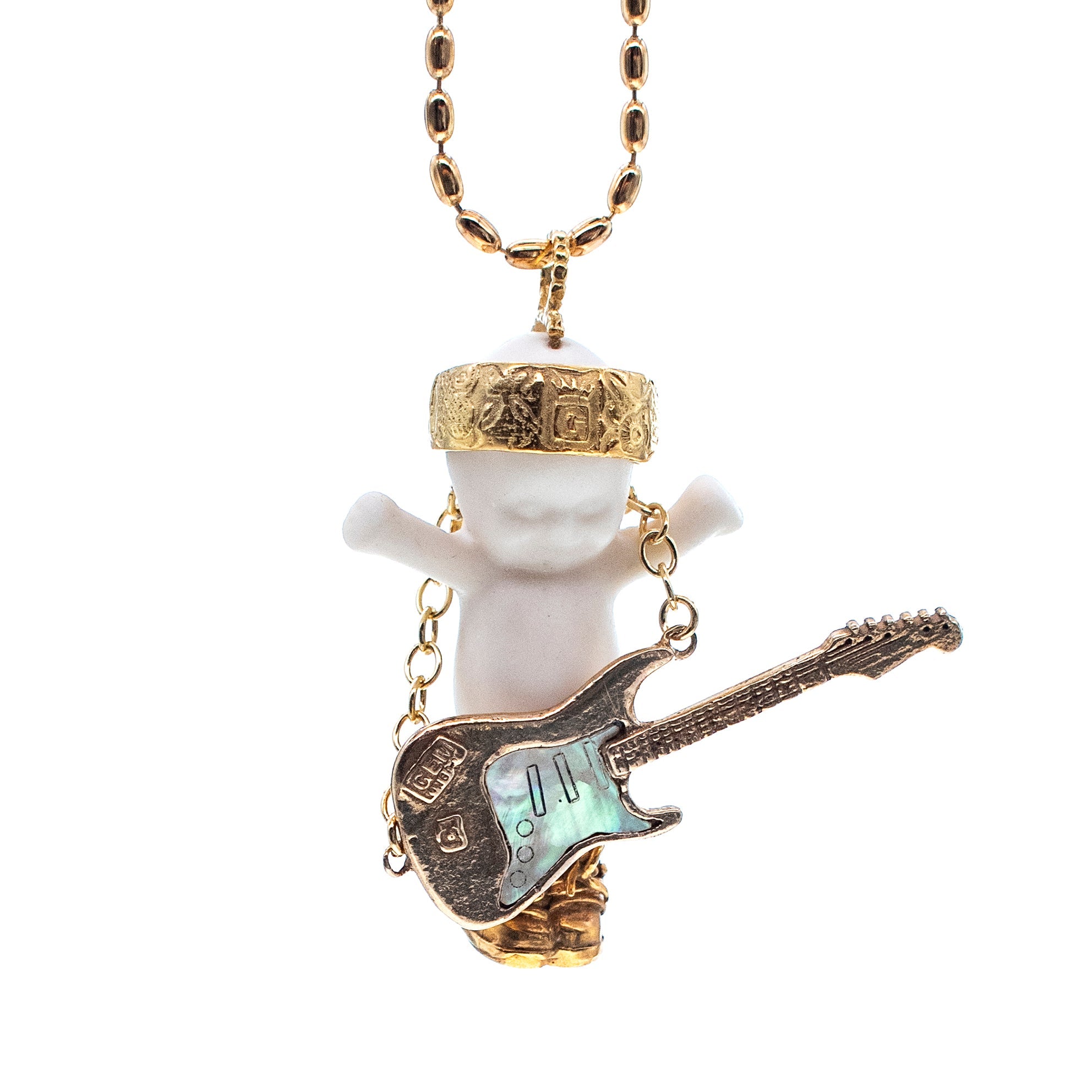 Rock-A-Bye Baby White And Gold Necklace – Gold Plated – Gem Kingdom
