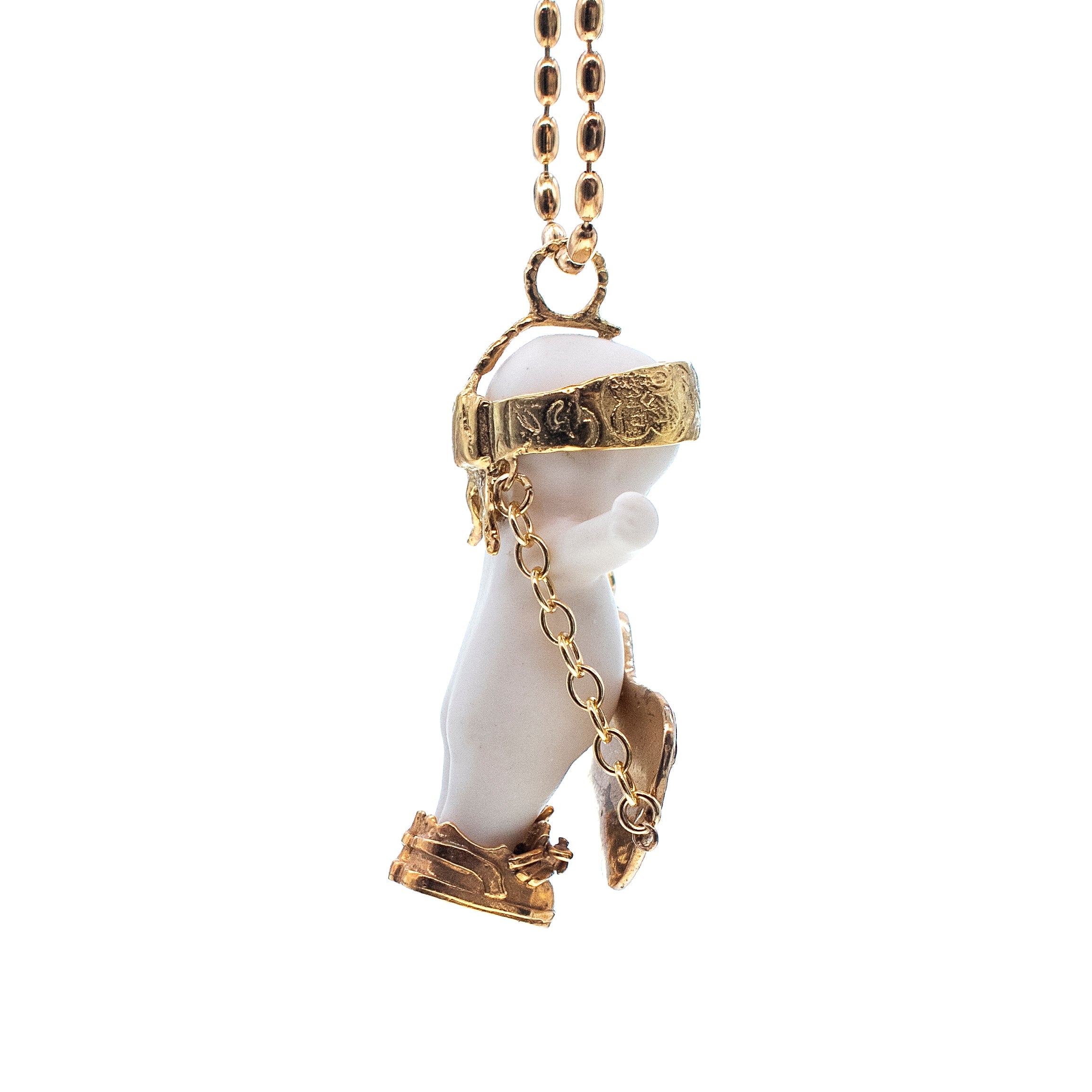 Rock-A-Bye Baby White And Gold Necklace – Gold Plated – Gem Kingdom