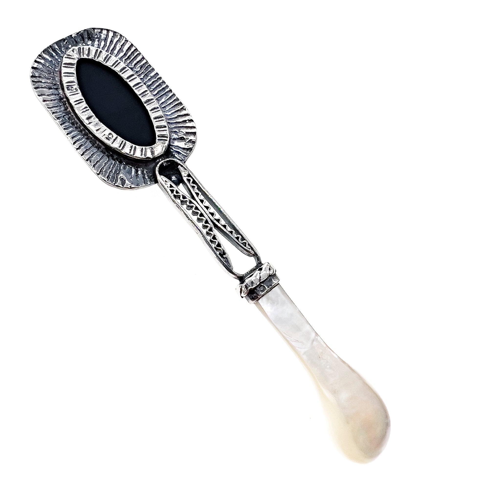 Kaviaarlepel Sterling Zilver & Vintage Glazen Camee