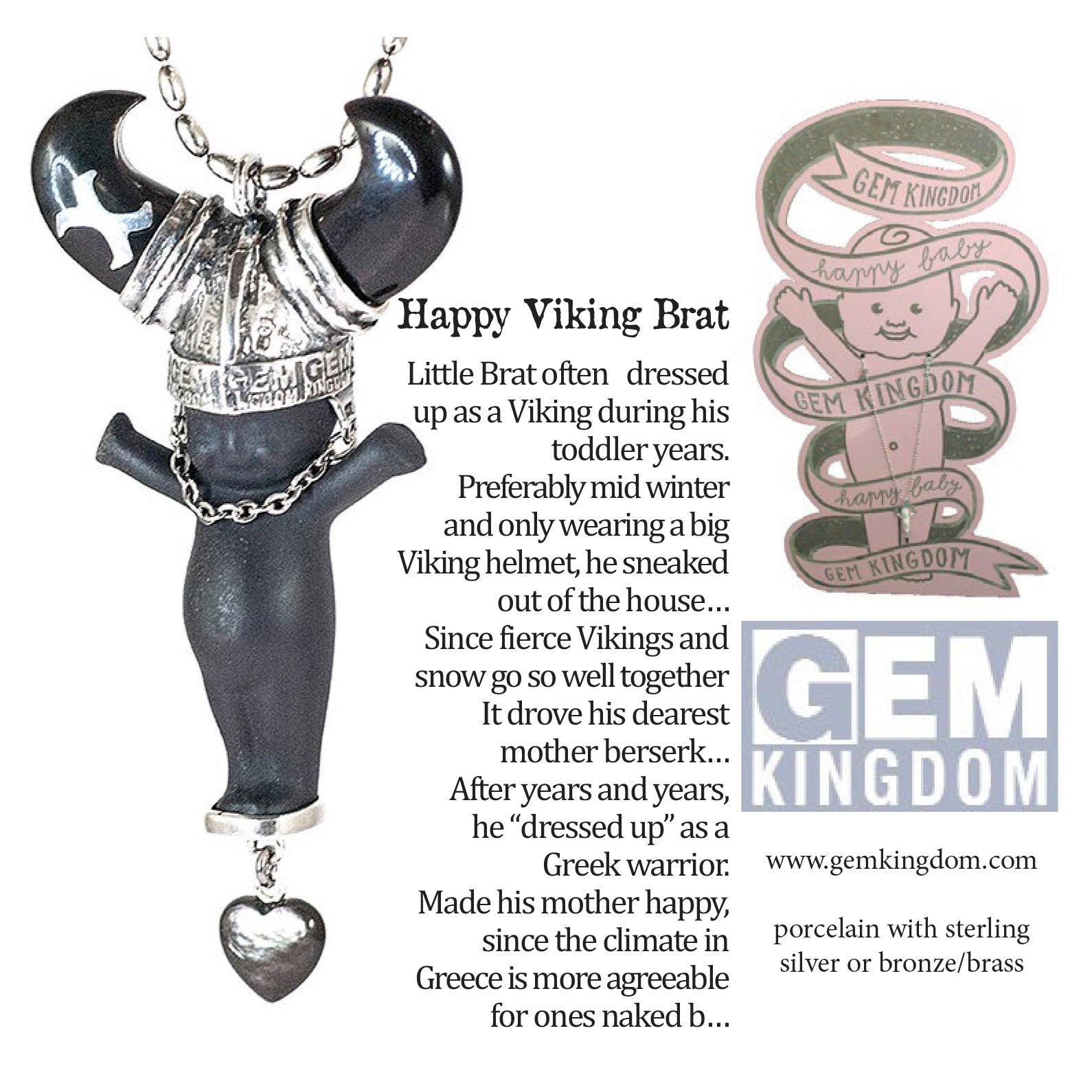 "Little Viking Brat" Ketting Wit En Goud
