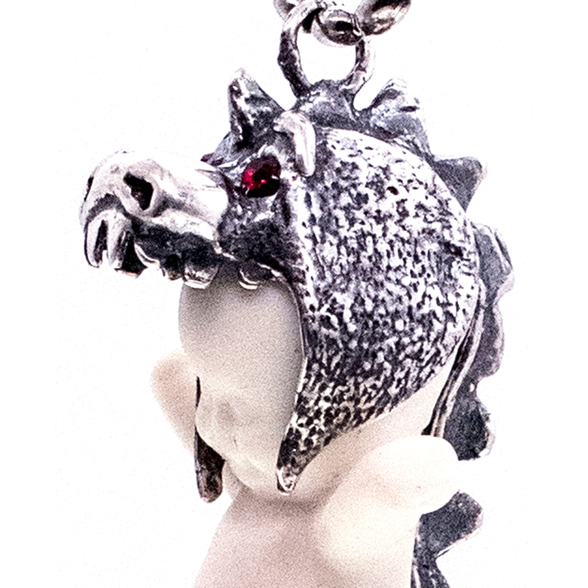 Little Dragon White And Silver Necklace – Sterling Silver – Gem Kingdom