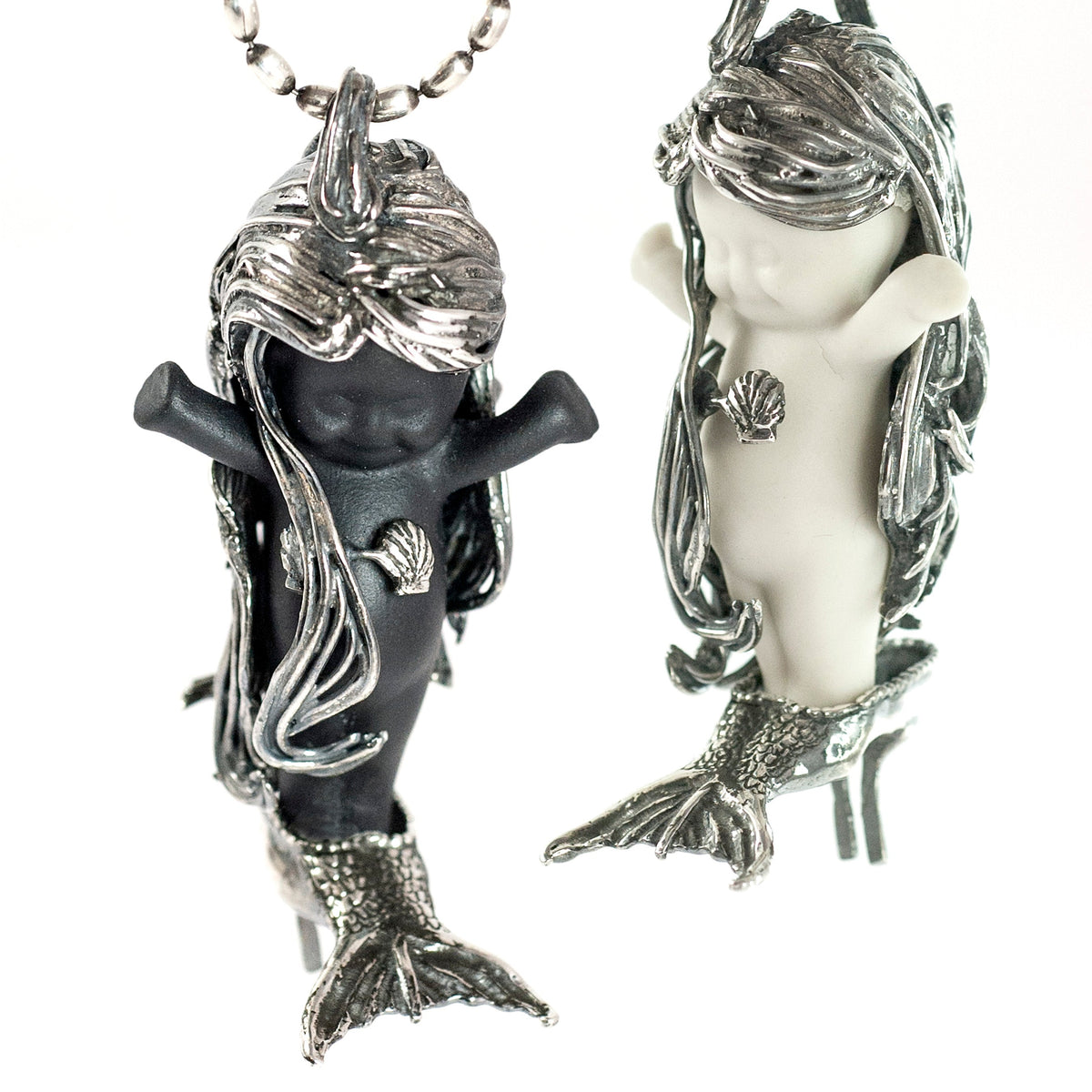 Flipper Black And Silver Necklace – Sterling Silver – Gem Kingdom