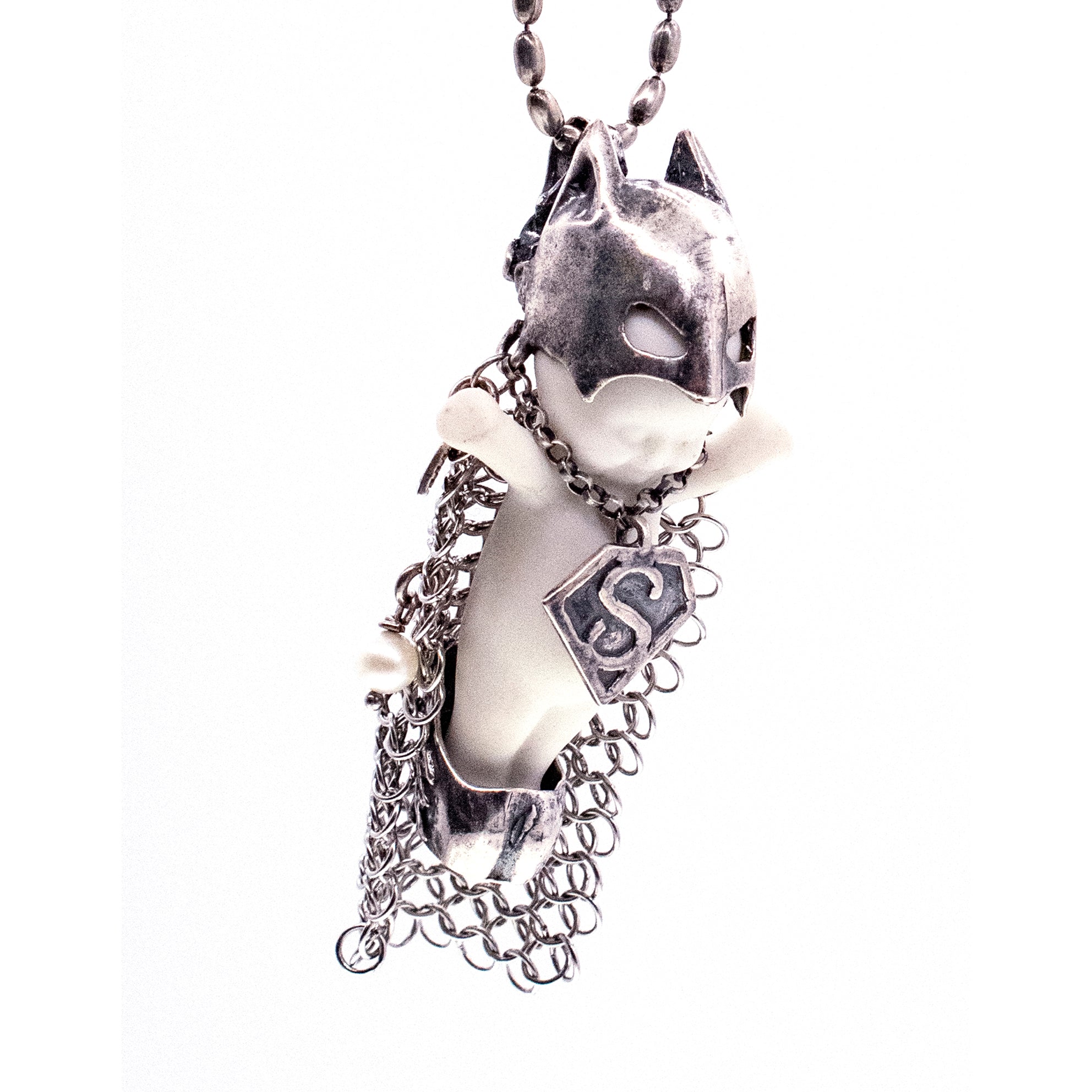 Hero On Heels White And Silver Necklace – Sterling Silver – Gem Kingdom