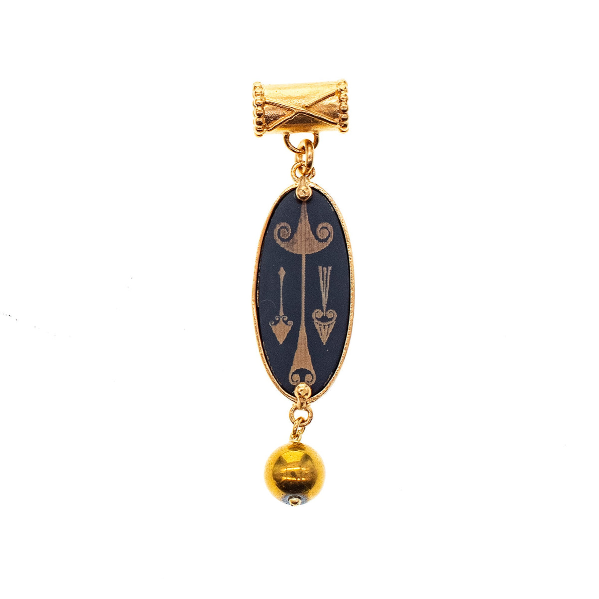 Arrow Pendant Black – Gold Plated – Gem Kingdom