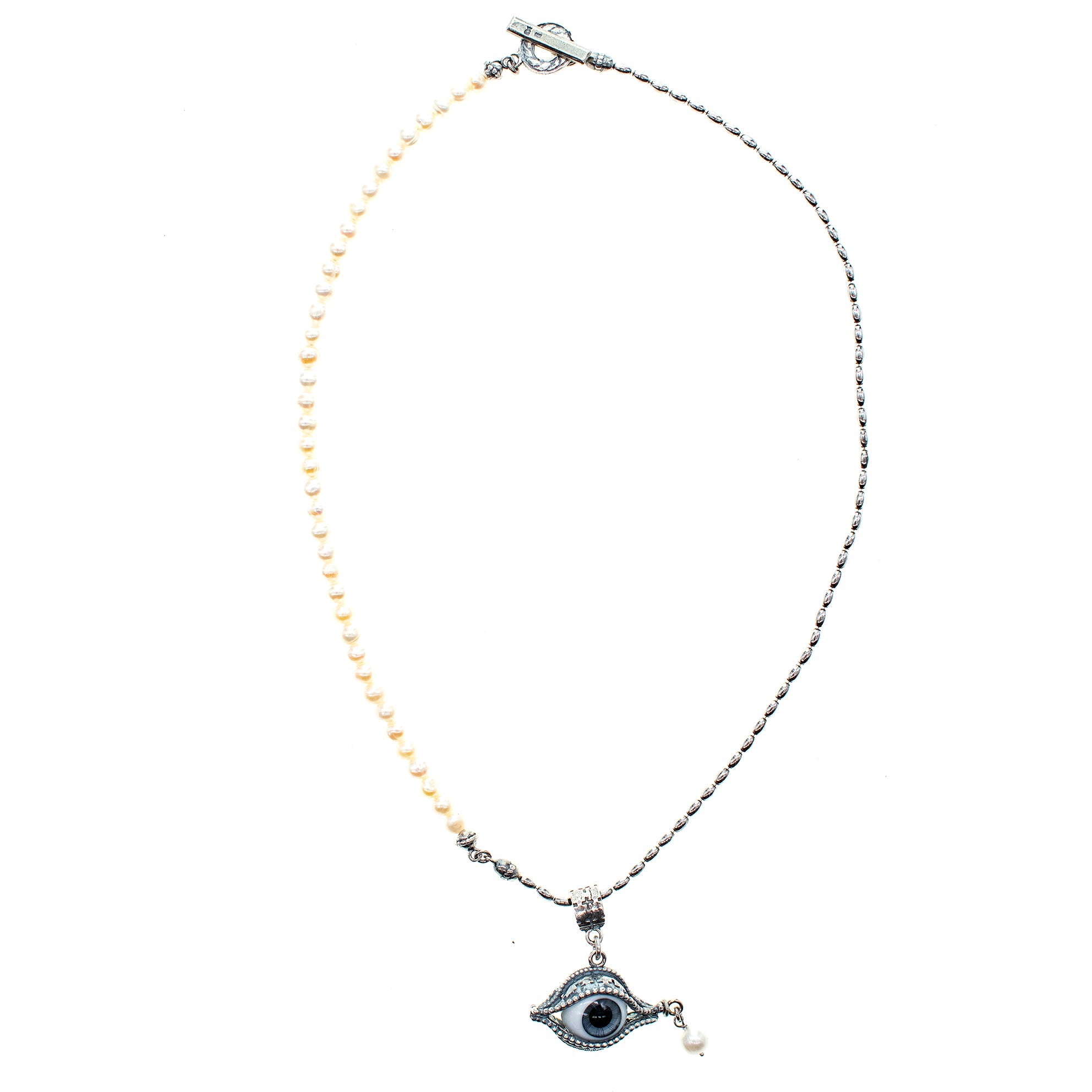 Eye Love You Blue Eye Pearl Necklace – Sterling Silver – Gem Kingdom