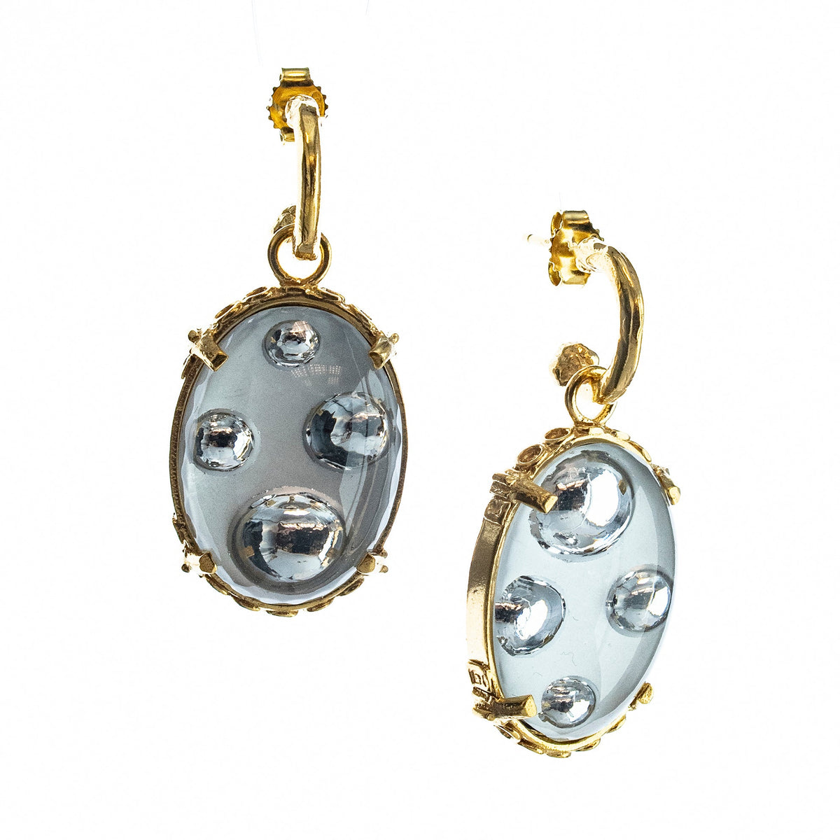 Bubble Oorbellen Wit – 18K Verguld – Gem Kingdom