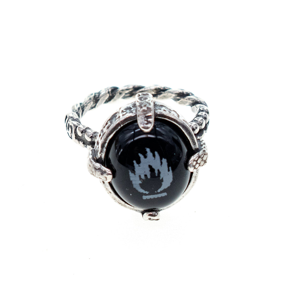 Vlam Ring Zwart – Sterling Zilver – Gem Kingdom