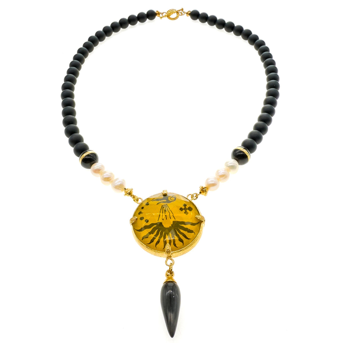 Zwart-Gele Kristallen Ketting – Verguld – Gem Kingdom