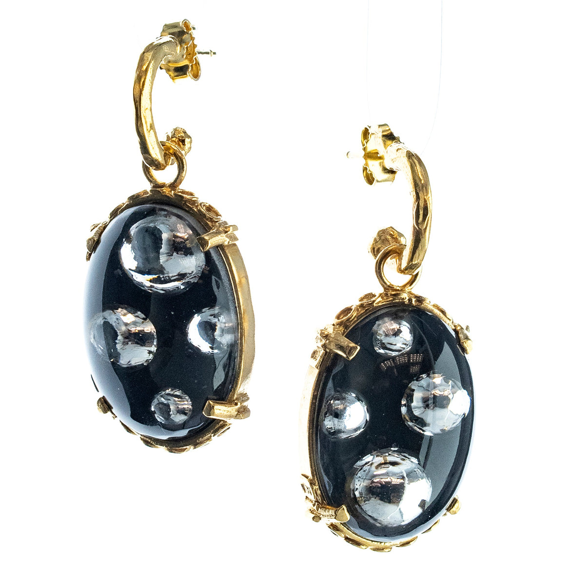 Bubble Oorbellen Zwart – 18K Verguld – Gem Kingdom