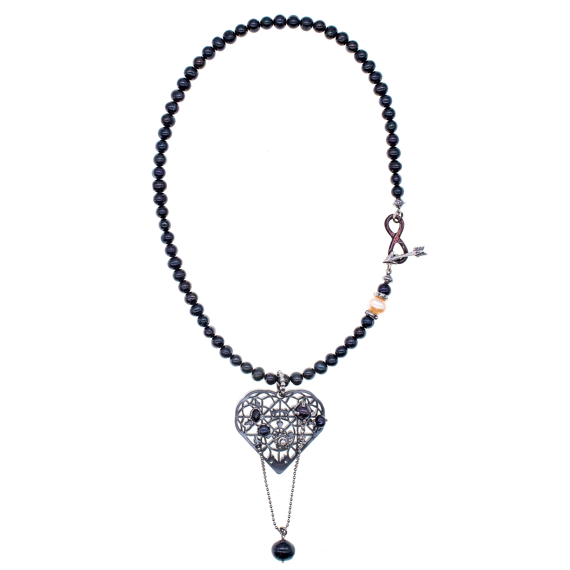 Black Whispering Heart Necklace – Sterling Silver – Gem Kingdom