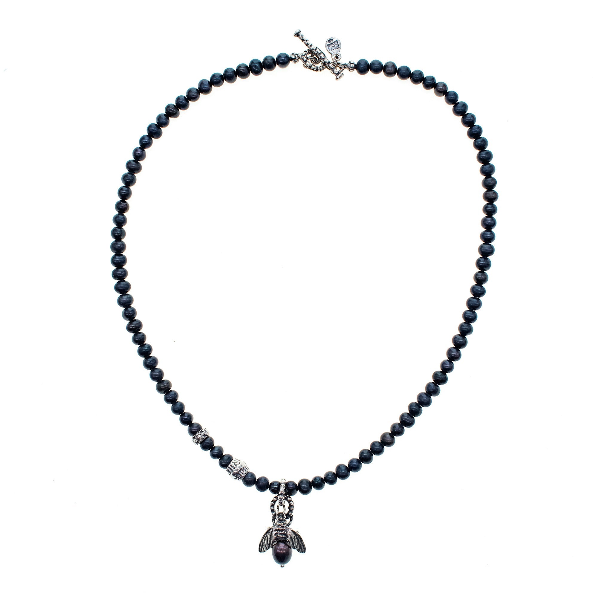 Bee My Honey Black Pearl Necklace – Sterling Silver – Gem Kingdom