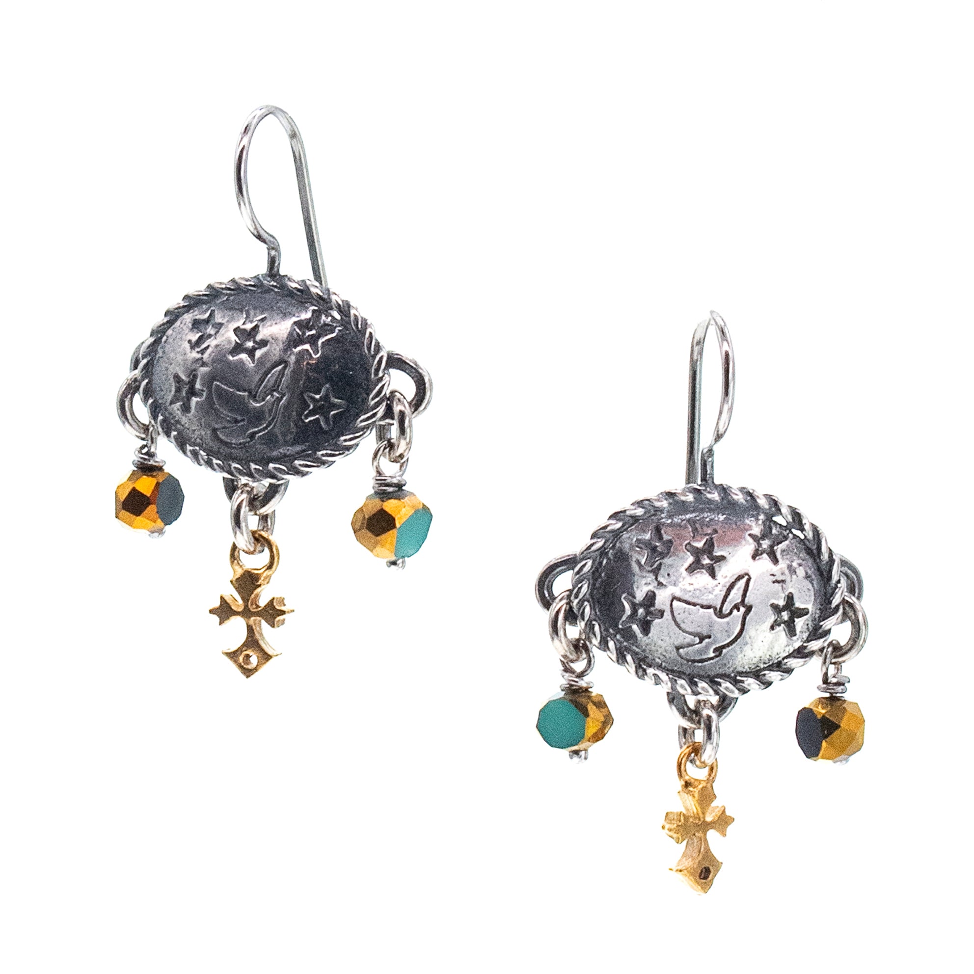 Dove & Star Chandelier Earrings – Sterling Silver – Gem Kingdom