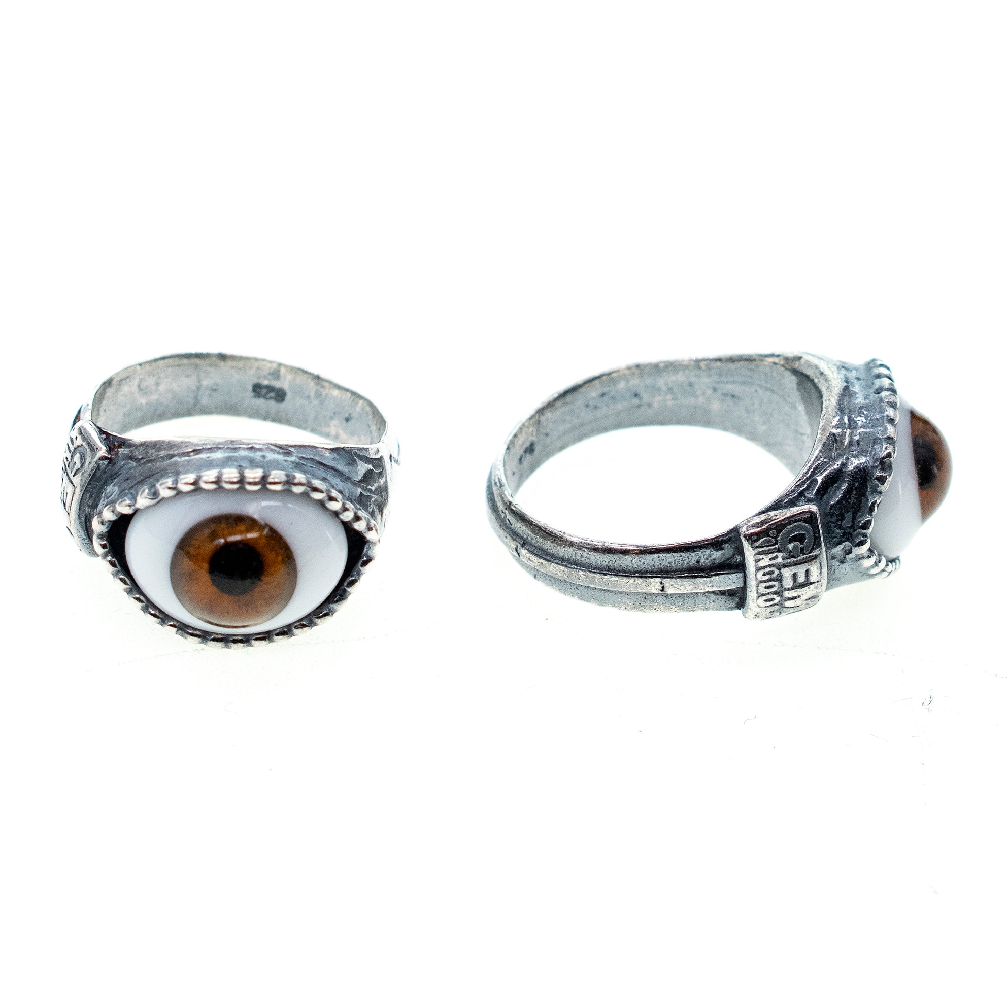 Small Brown Eye Love You Ring – Sterling Silver – Gem Kingdom