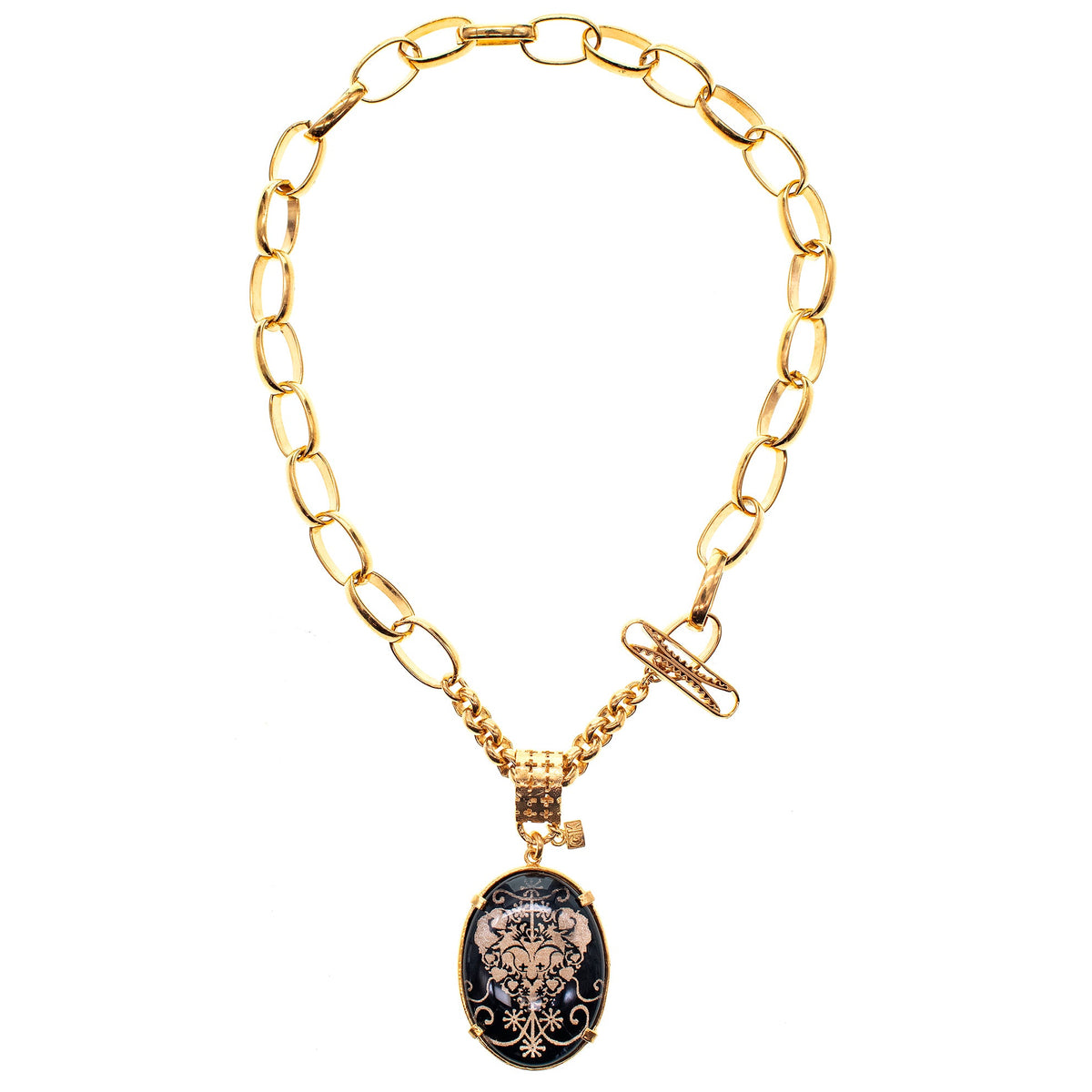 Open Schakel Intaglio Ketting – Verguld – Gem Kingdom