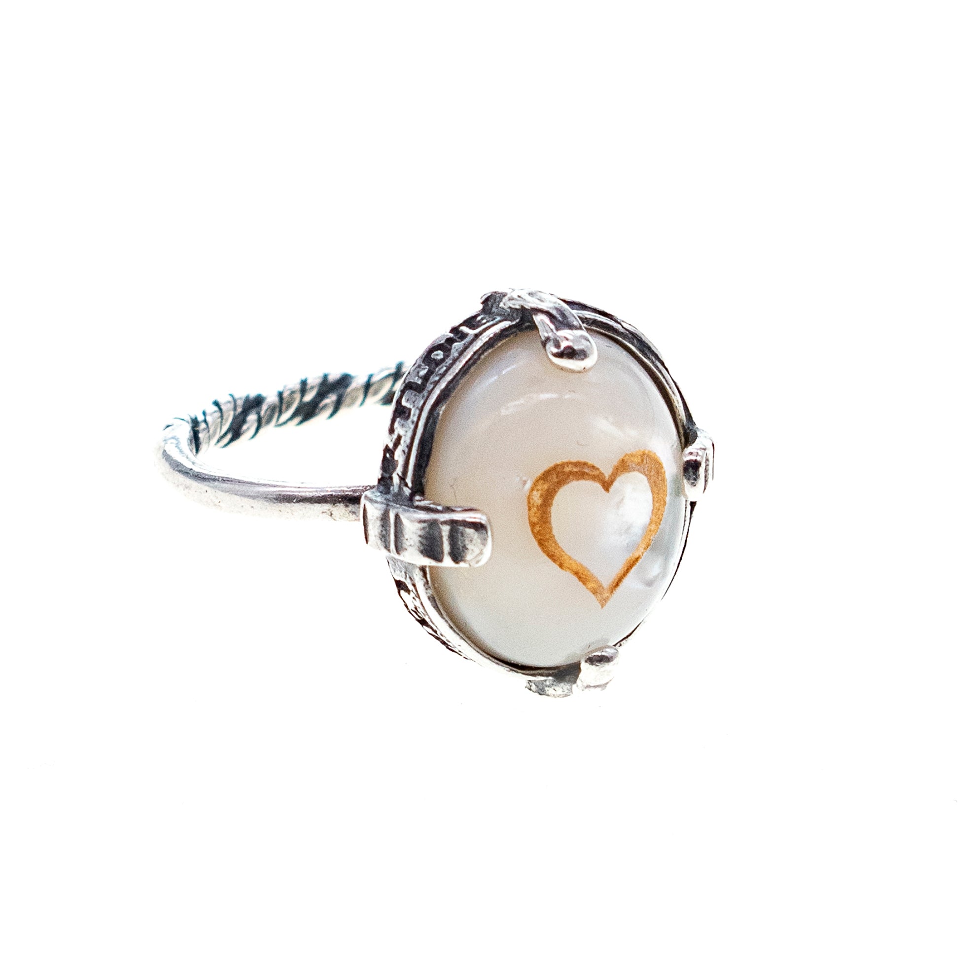 Mother Of Pearl Heart Ring – Sterling Silver – Gem Kingdom