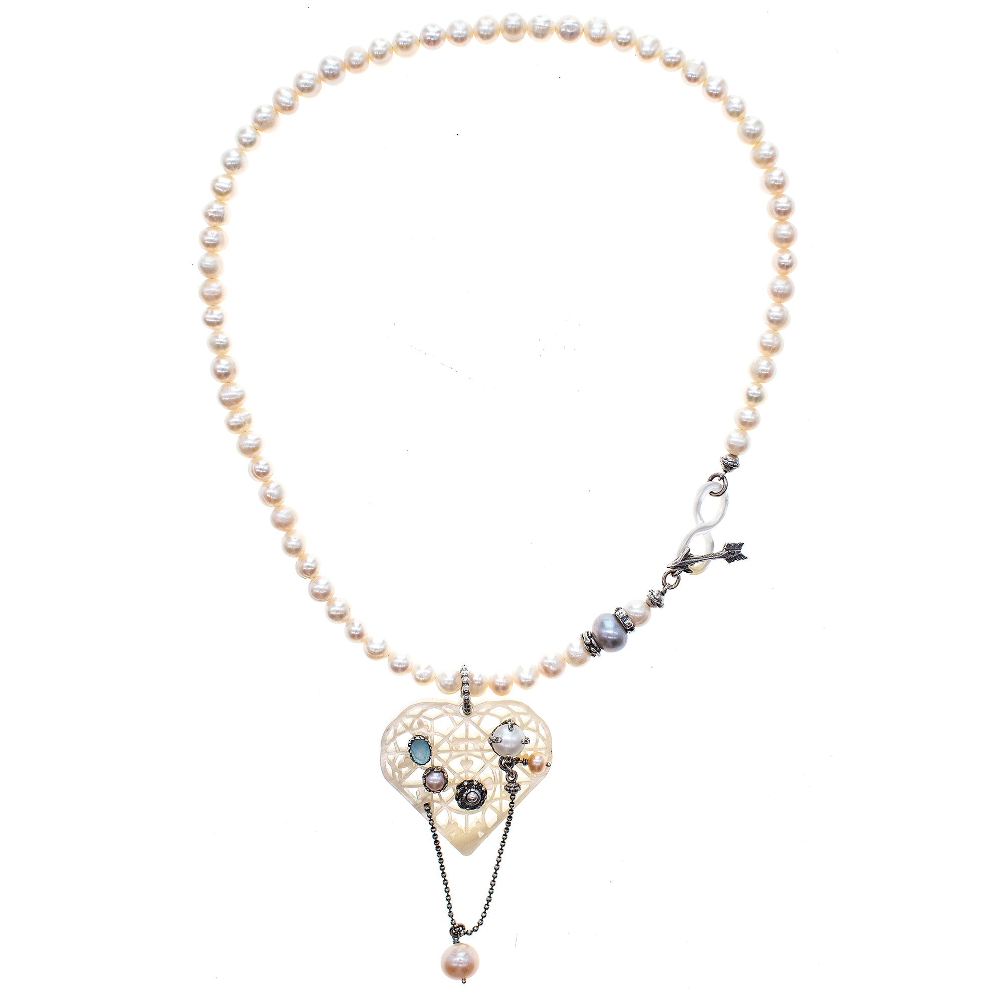 White Whispering Heart Necklace – Sterling Silver – Gem Kingdom