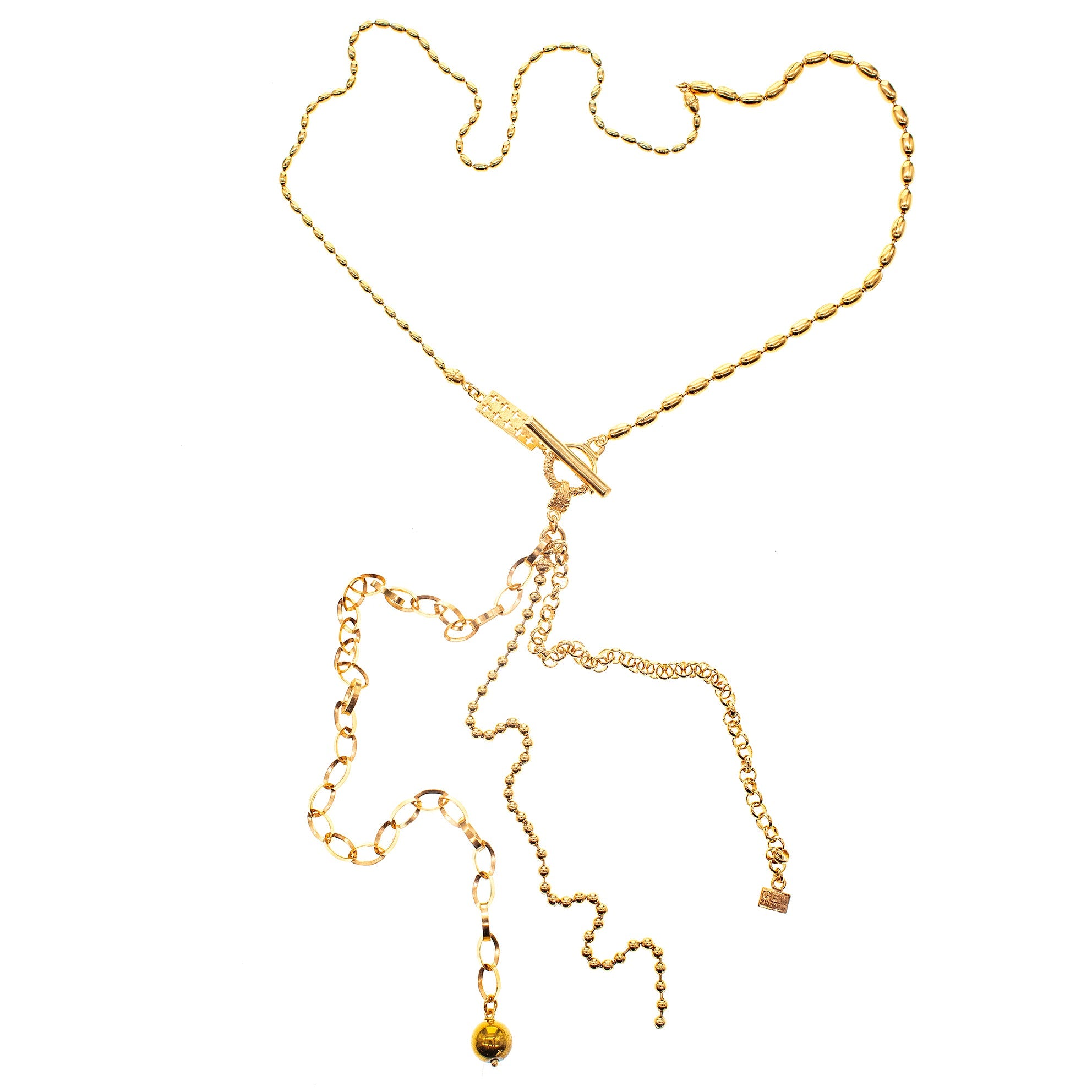 Multi-Chain Lariat Statement Necklace – Gold Plated – Gem Kingdom
