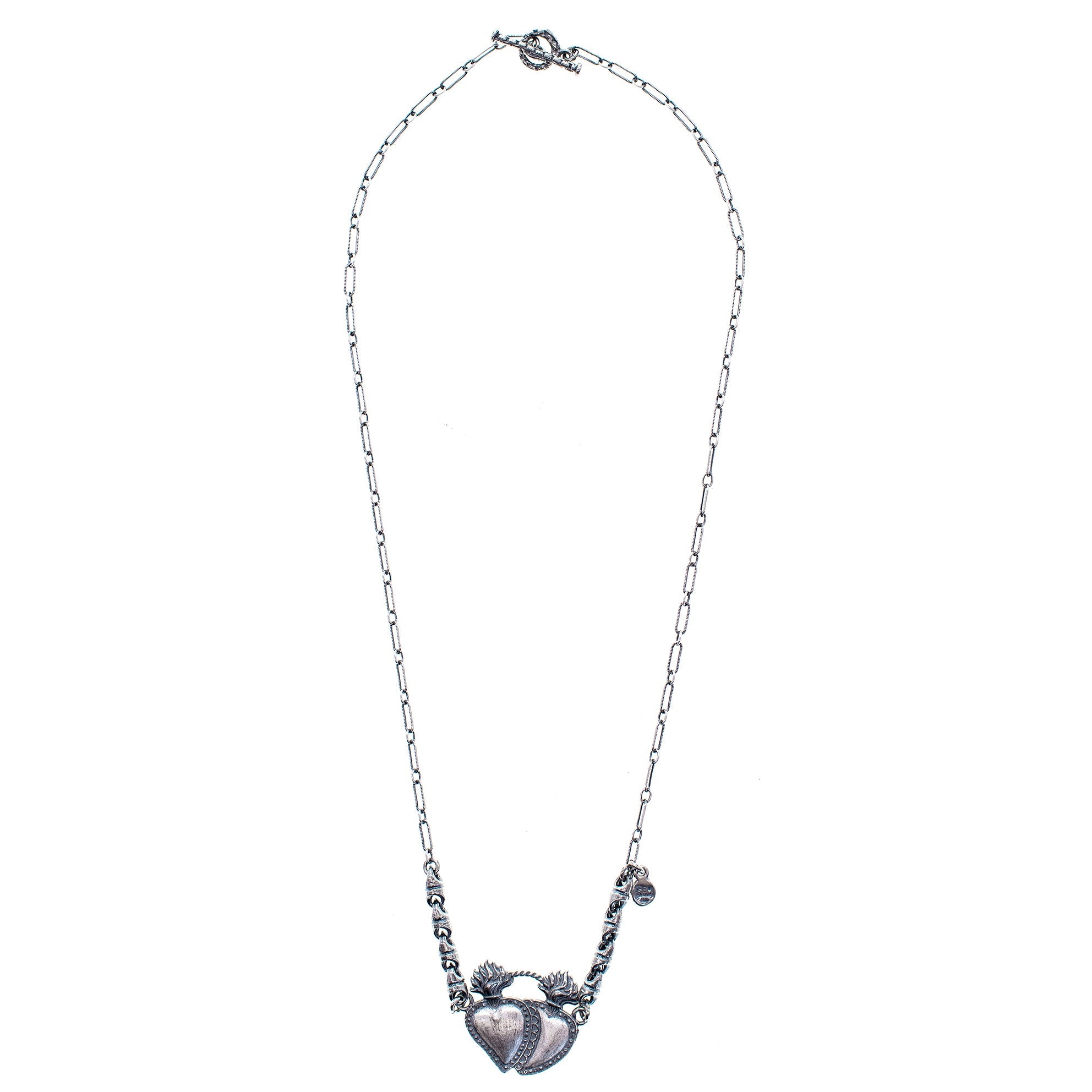Double Sacred Heart Necklace – Sterling Silver – Gem Kingdom