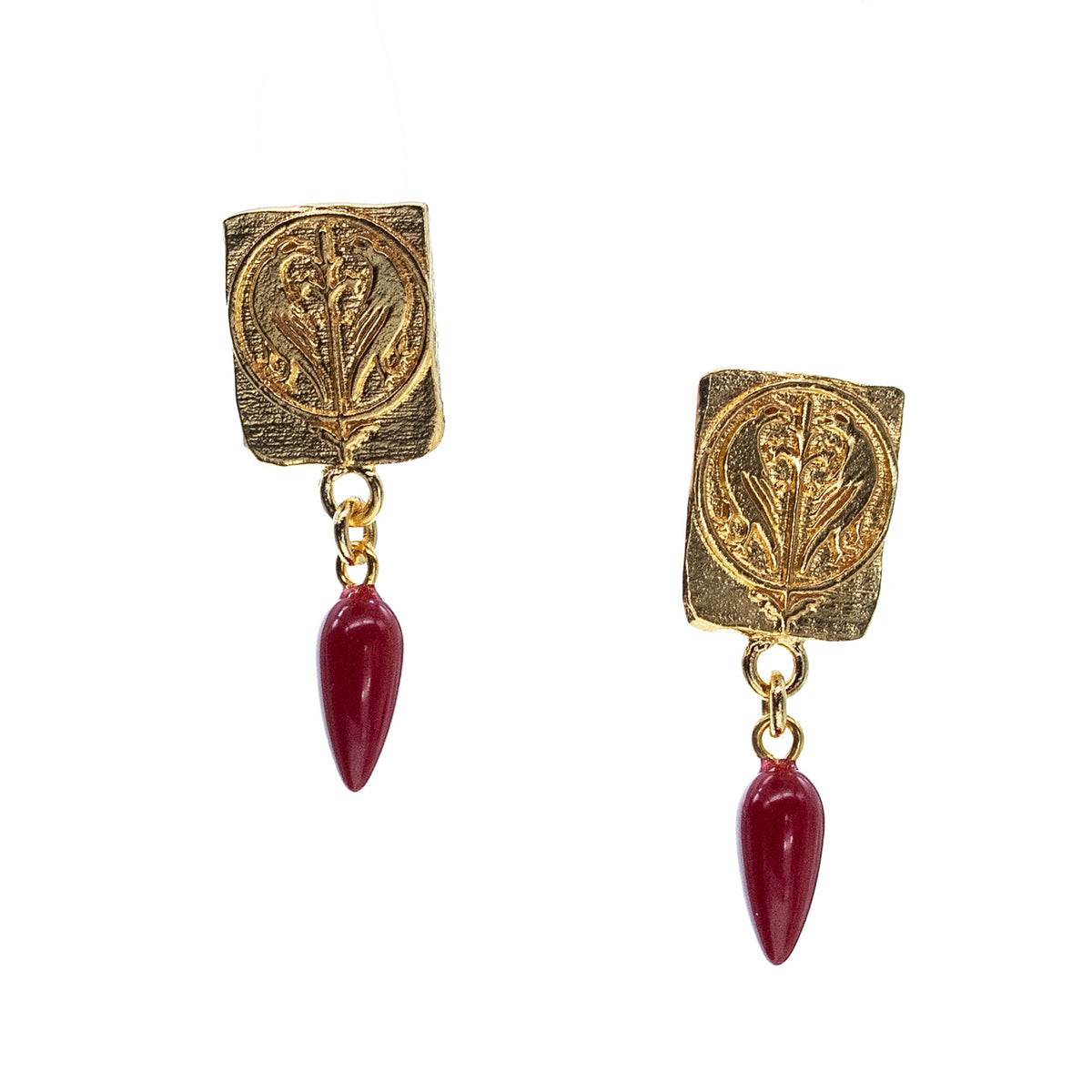 Love Birds Koraal Oorbellen – Verguld – Gem Kingdom