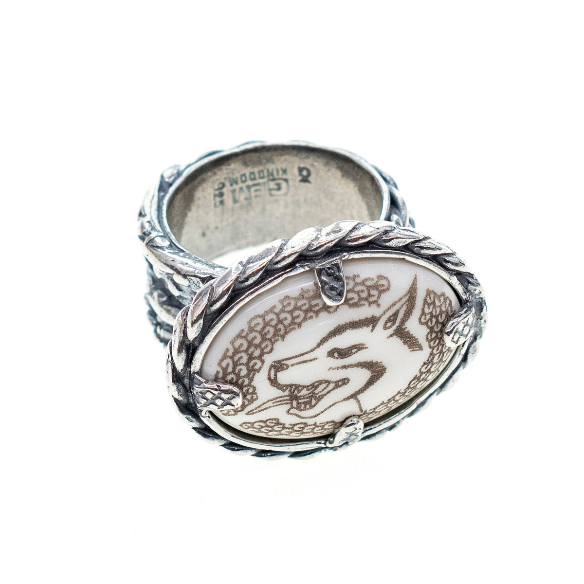 Wolf Ring Wit – Sterling Zilver – Gem Kingdom