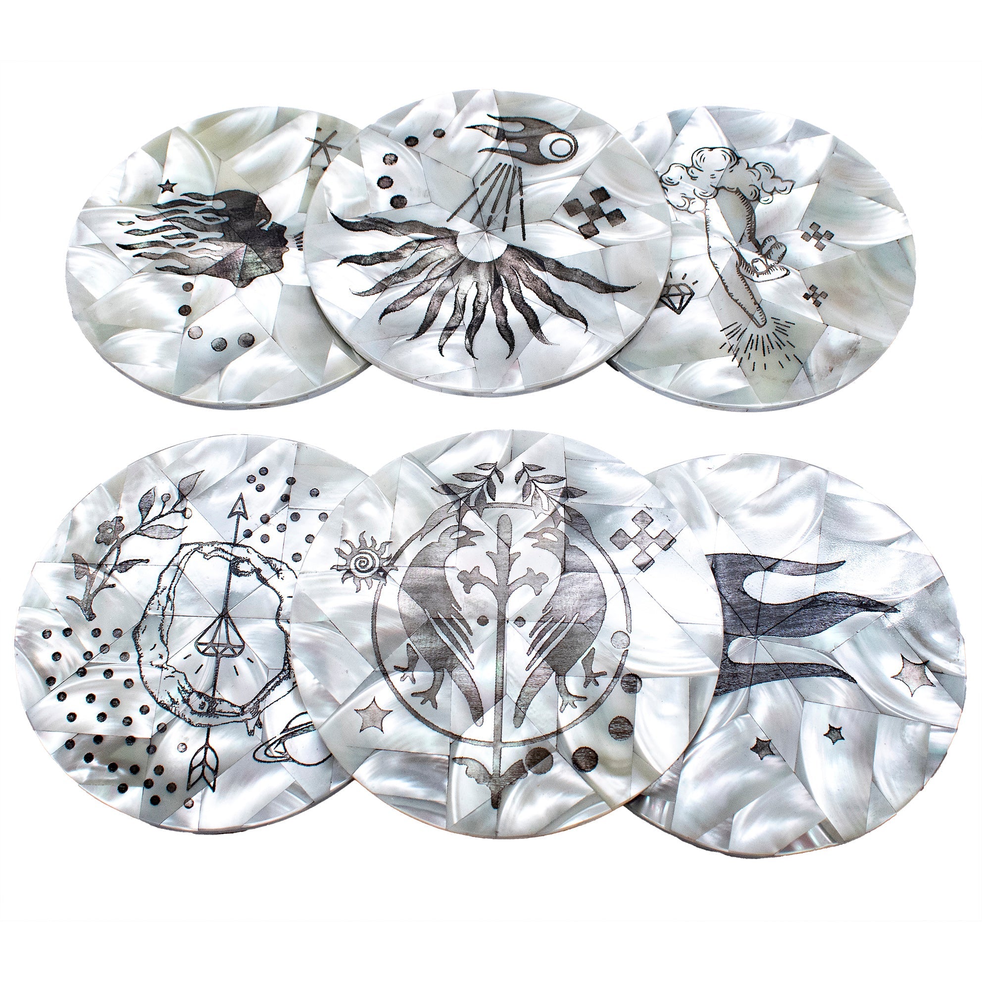 Sweet Dreams Engraved Mother Of Pearl Coasters – Gem Kingdom