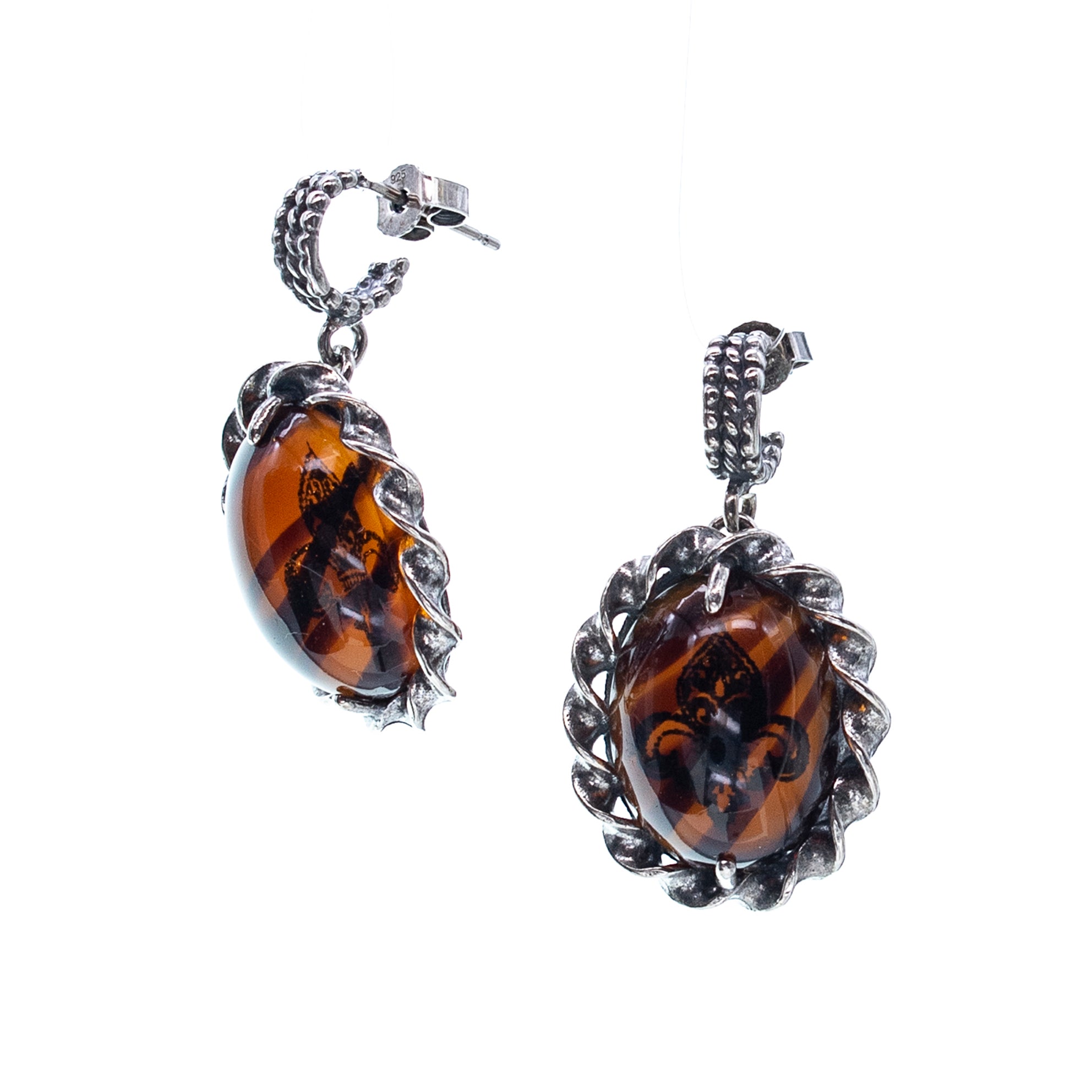 Turtle Fleur-De-Lis Earrings – Sterling Silver – Gem Kingdom