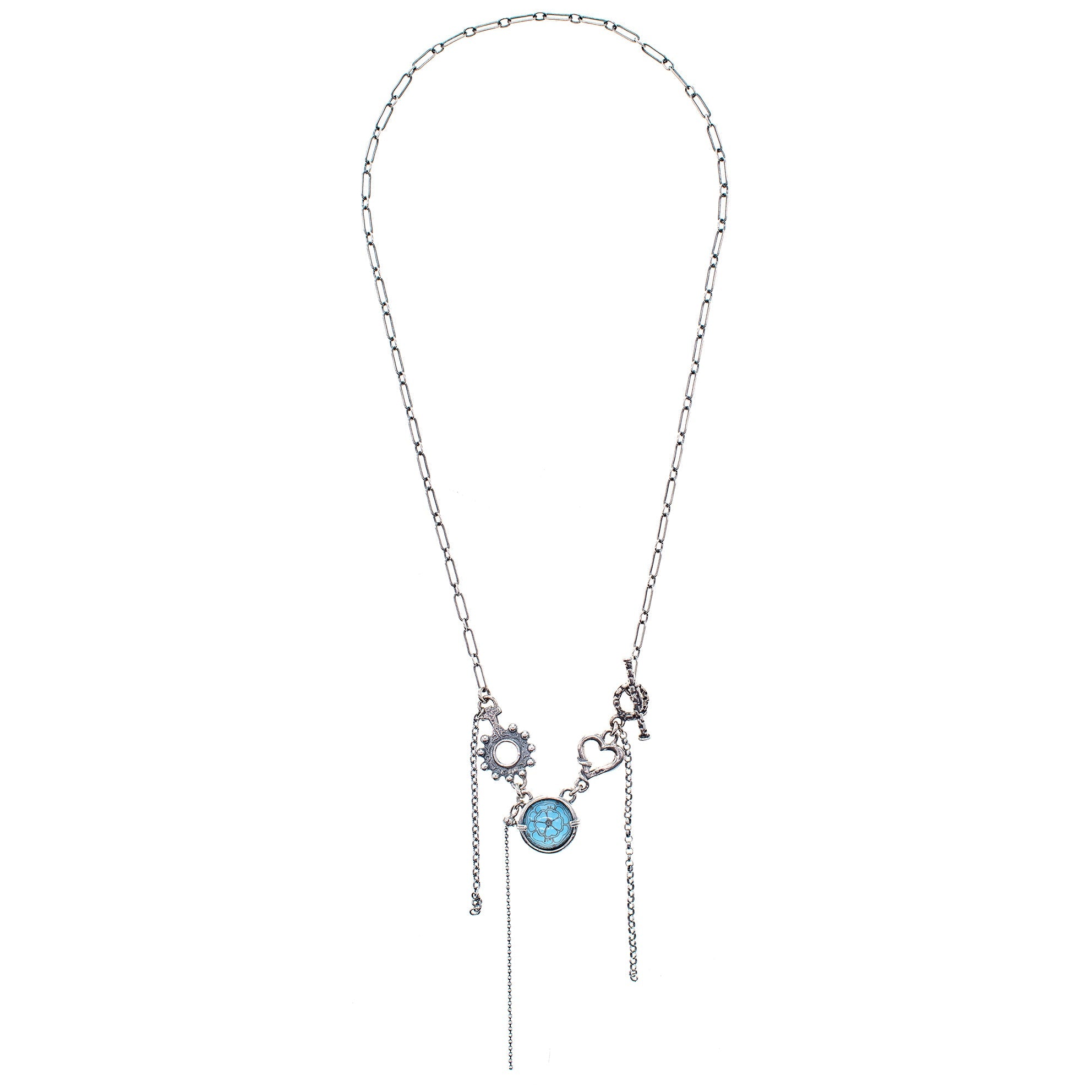 Blue Intaglio Fringe Necklace – Sterling Silver – Gem Kingdom