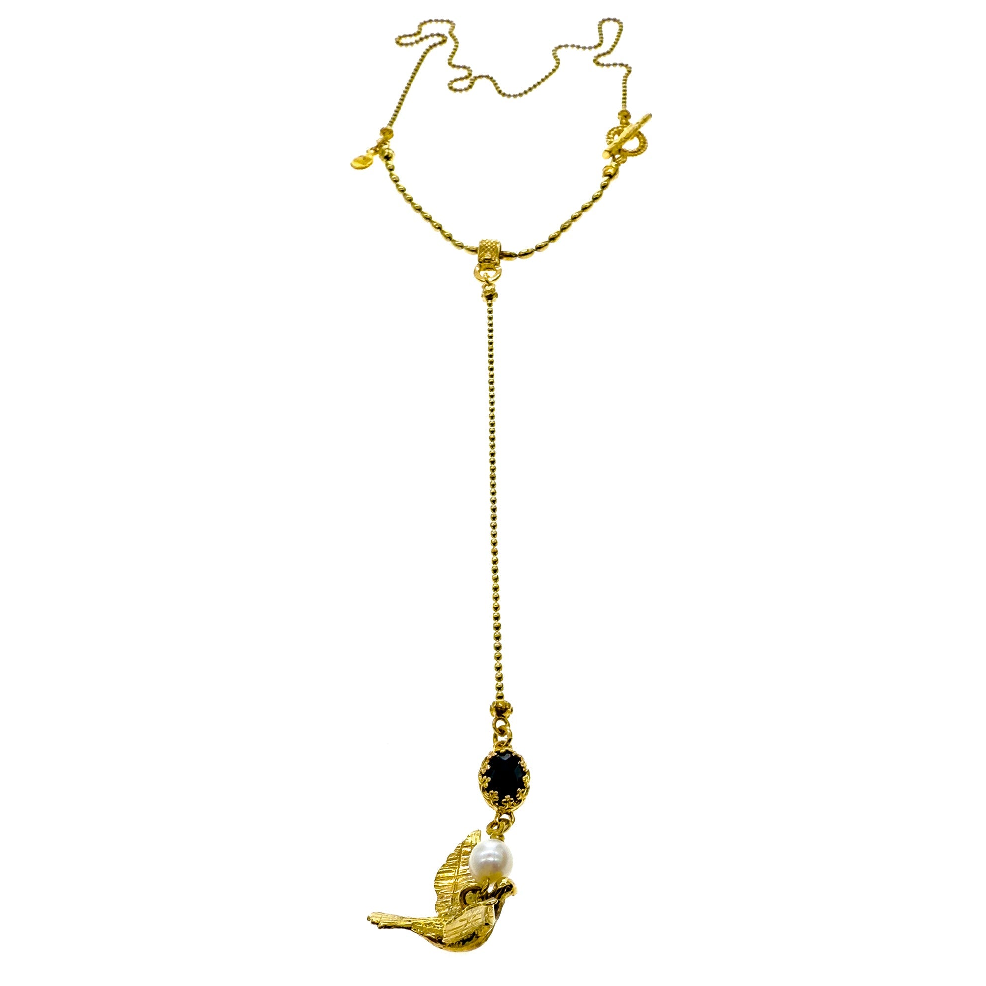 Lariat Bird Necklace – Gold Plated – Gem Kingdom
