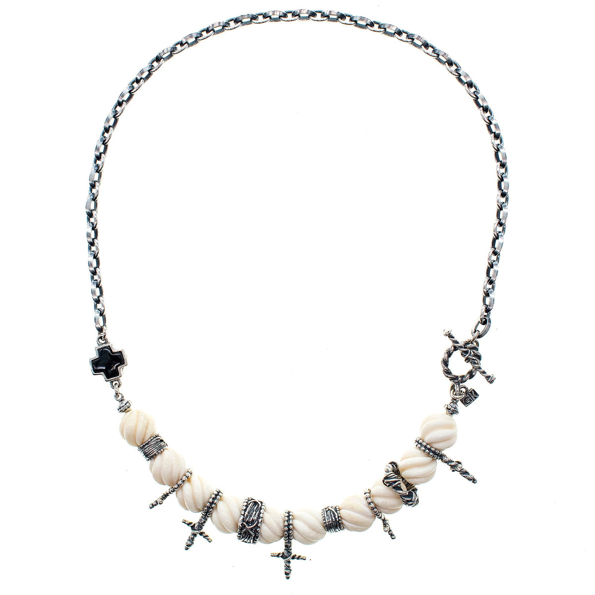 Rebel Rebel Cross Necklace White – Sterling Silver – Gem Kingdom