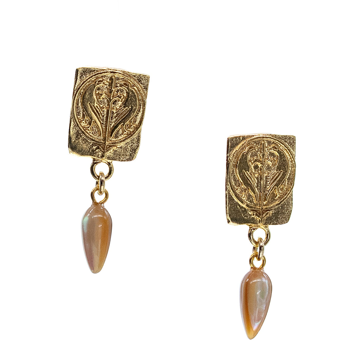 Love Birds Shell Oorbellen – Verguld – Gem Kingdom