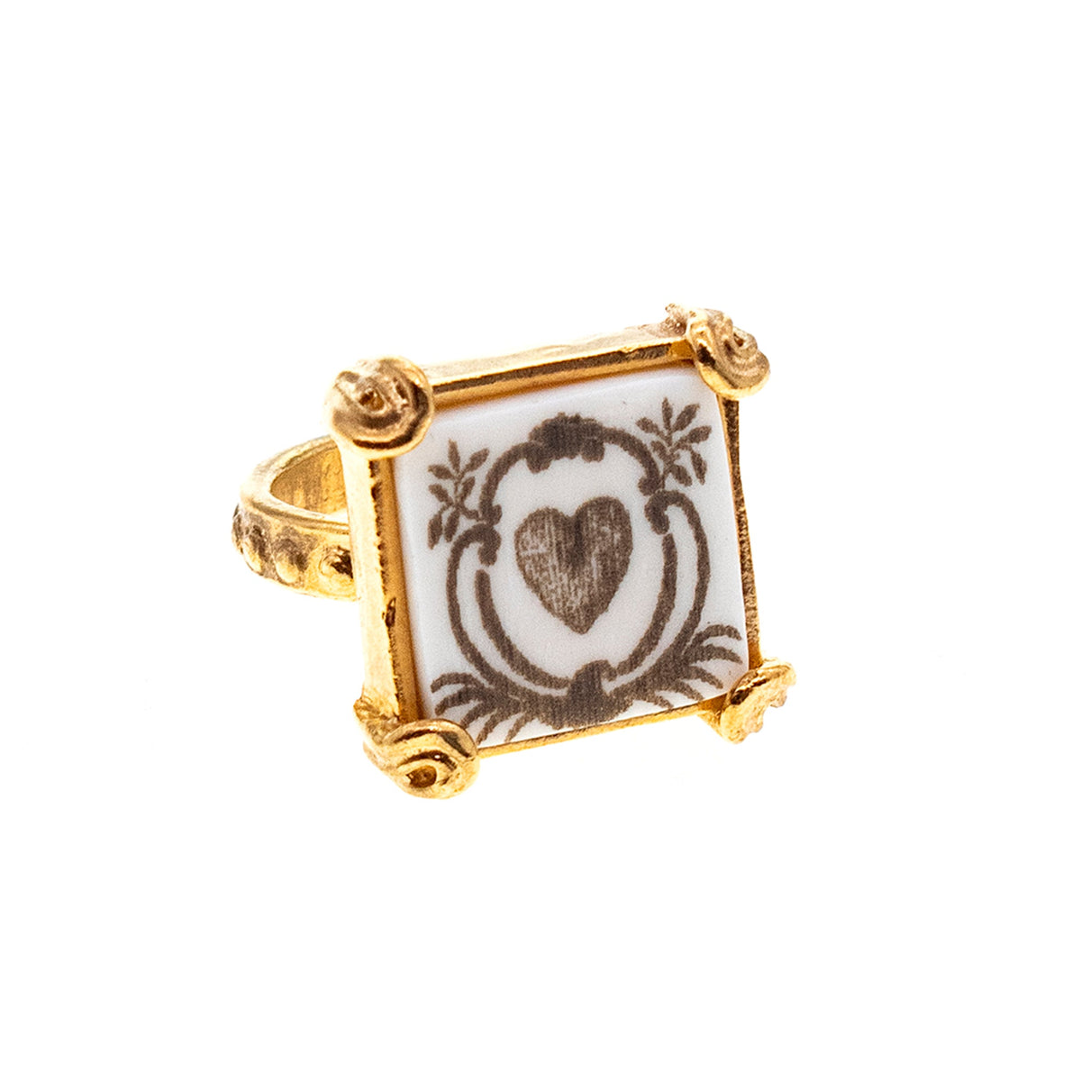 Square Heart Ring – Gold Plated – Gem Kingdom