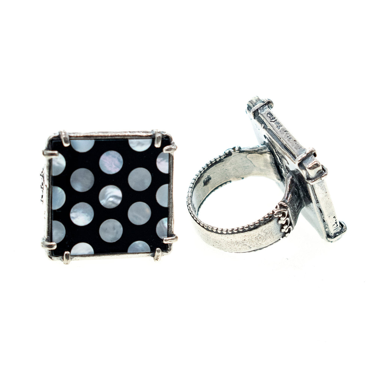 Black And White Polka Dot Ring – Sterling Silver – Gem Kingdom
