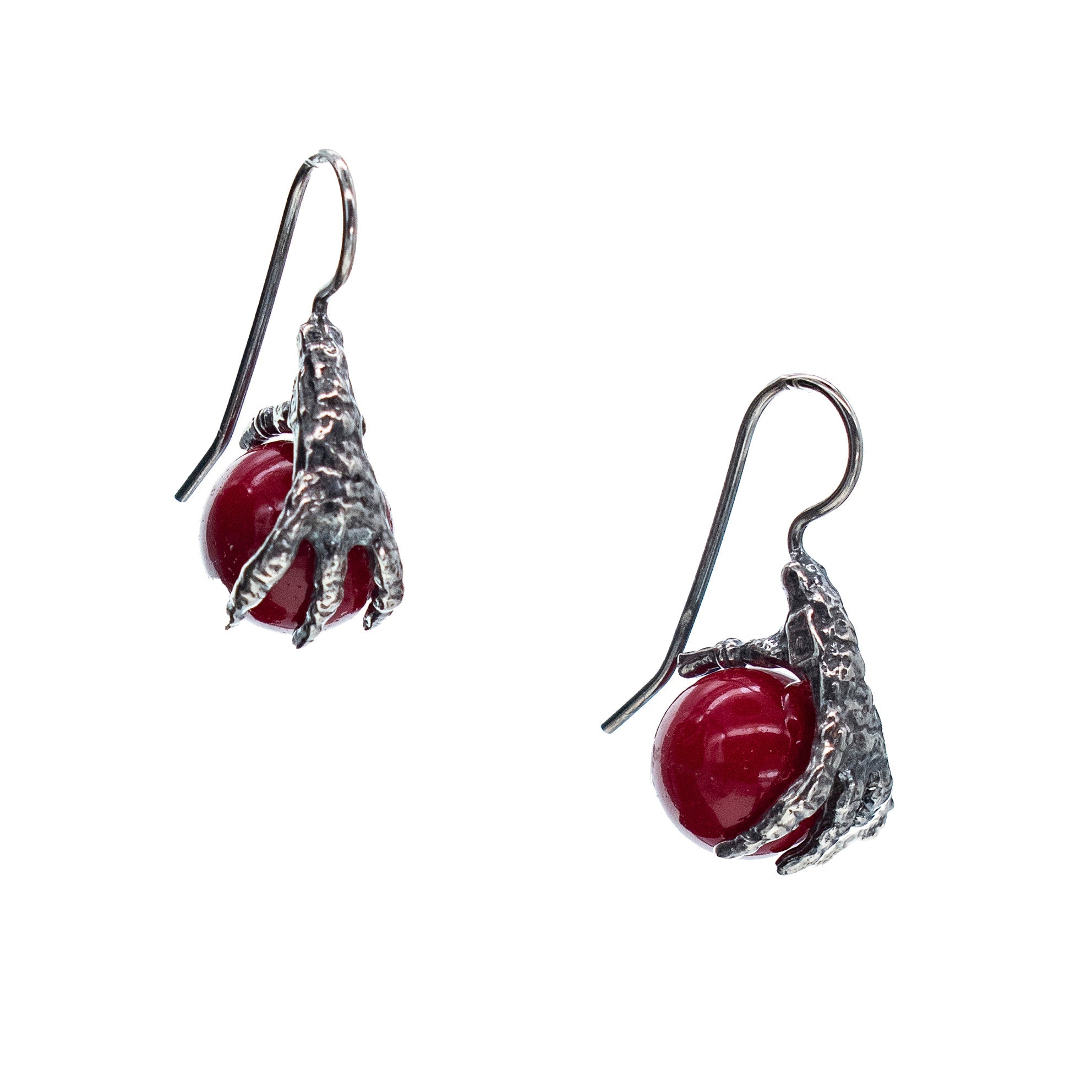 Claw Earrings Red – Sterling Silver – Gem Kingdom